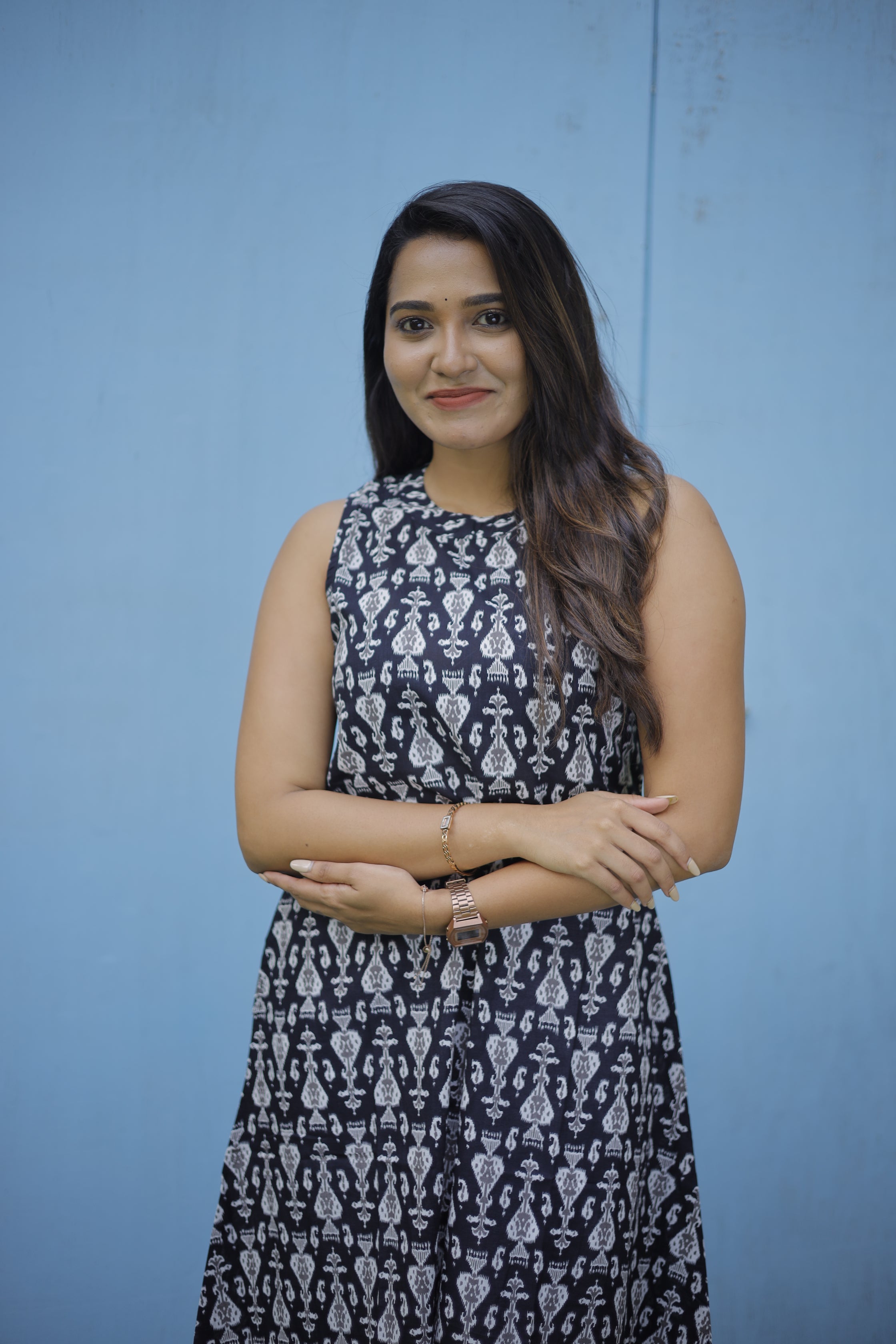 Kurti -110 - shapes printed cotton kurti in black