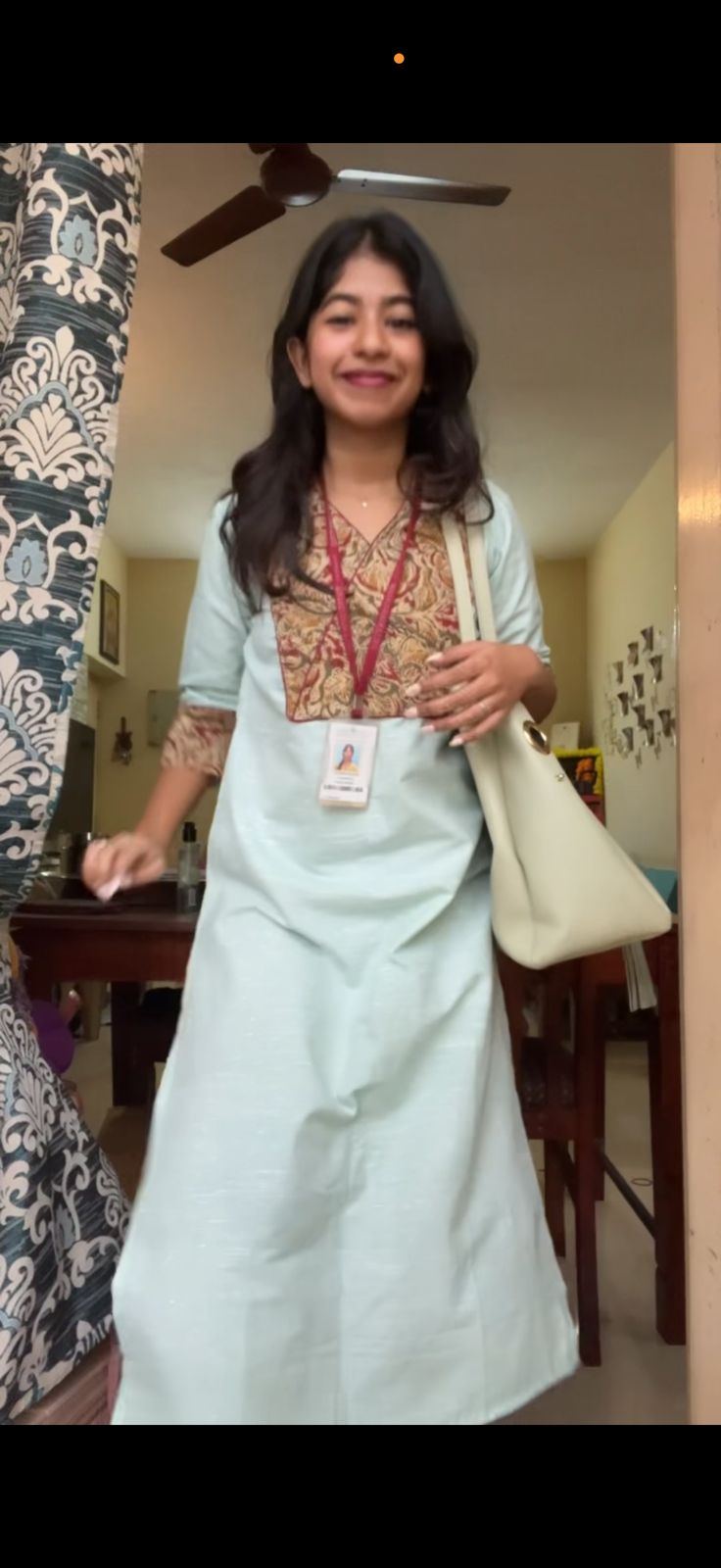 Pattern kurti 43- Handloom cotton kurti in mint green