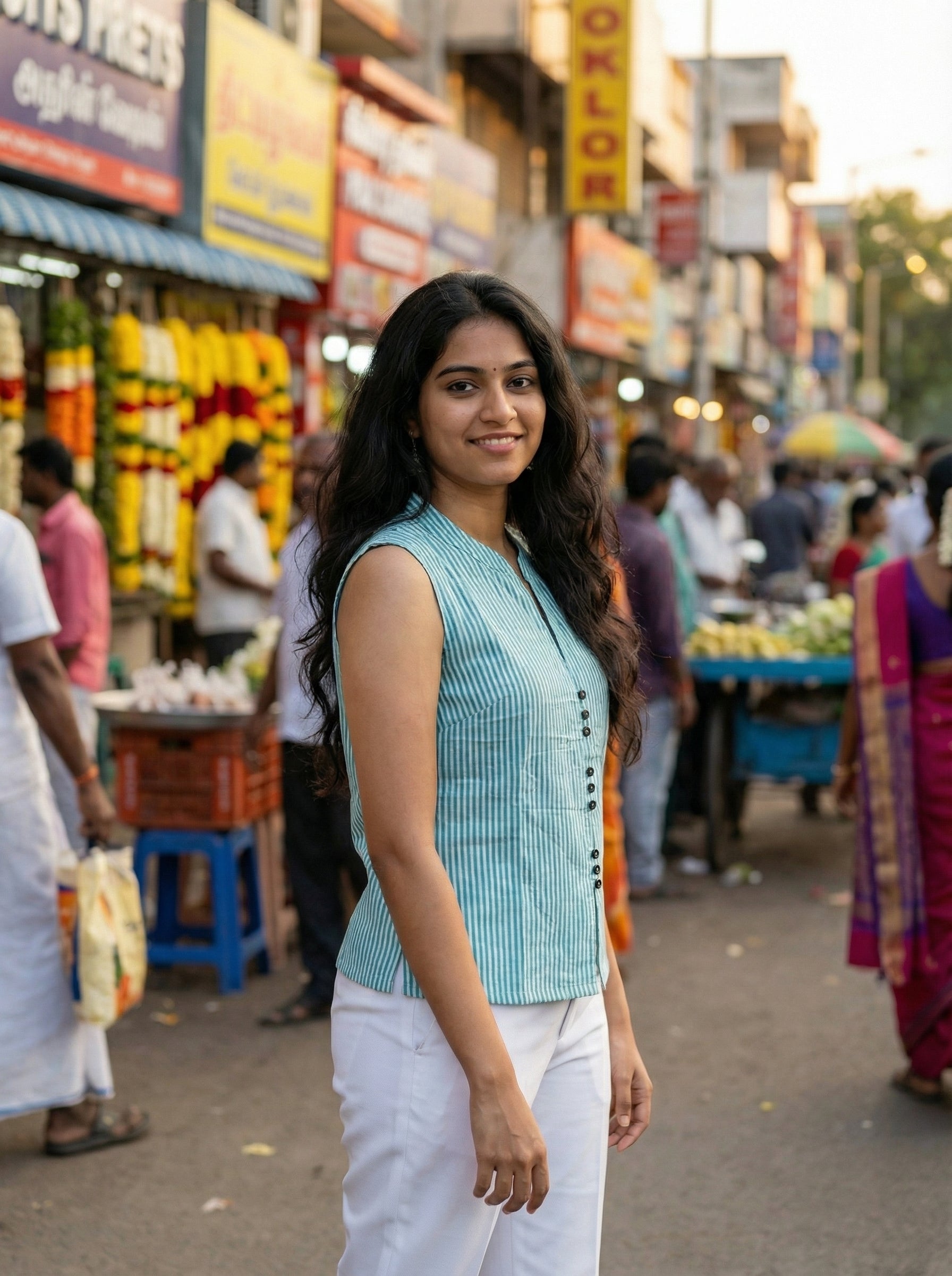 Crop top #30- handloom organic cotton top in sky blue