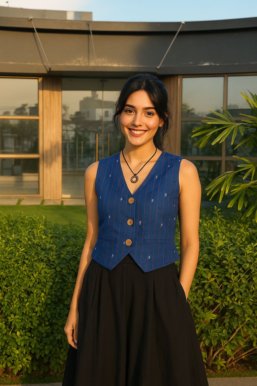 Crop top #19 - handloom organic top in dark blue