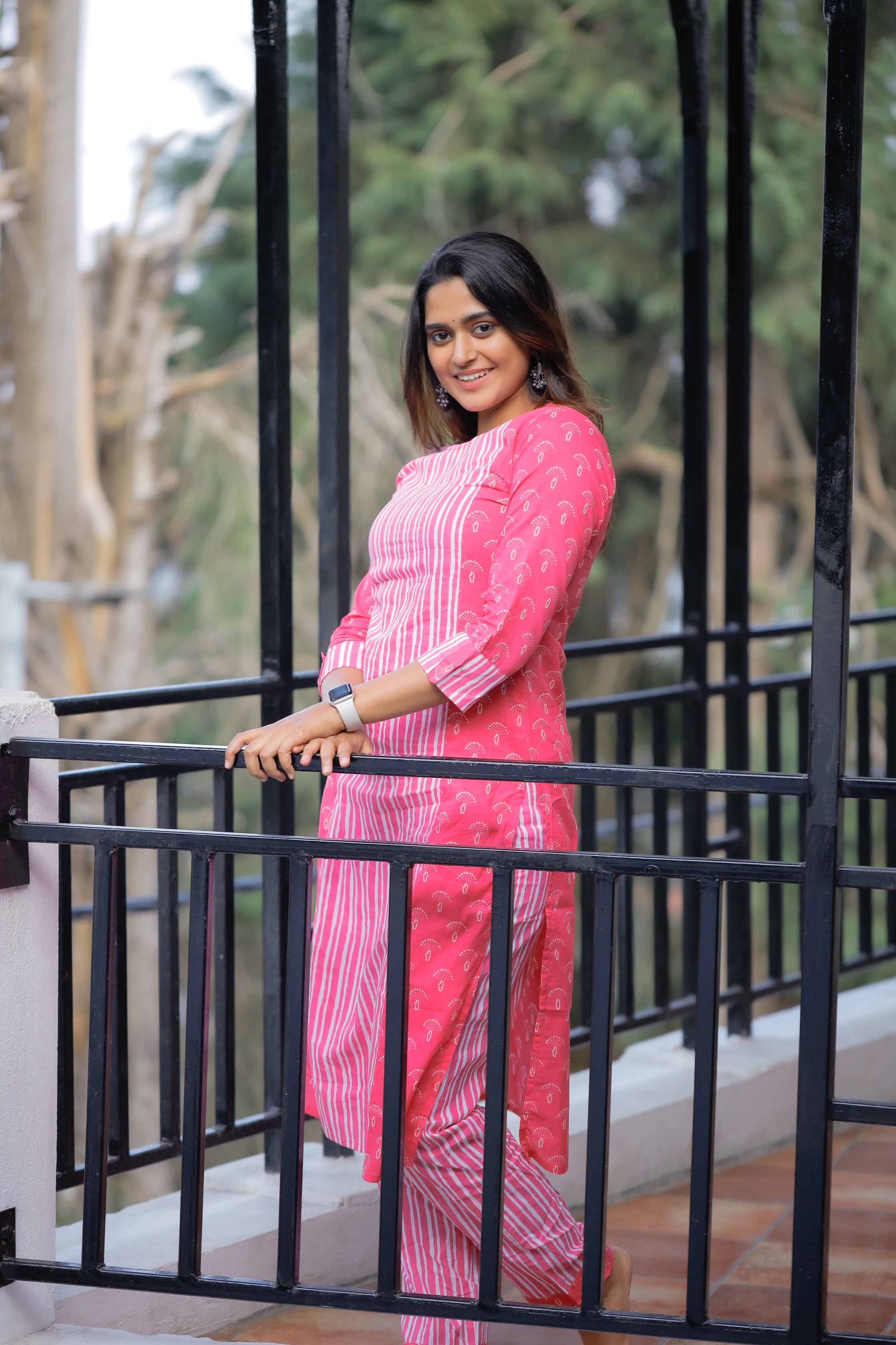 Surbhi - handblock printed kurta set in pink