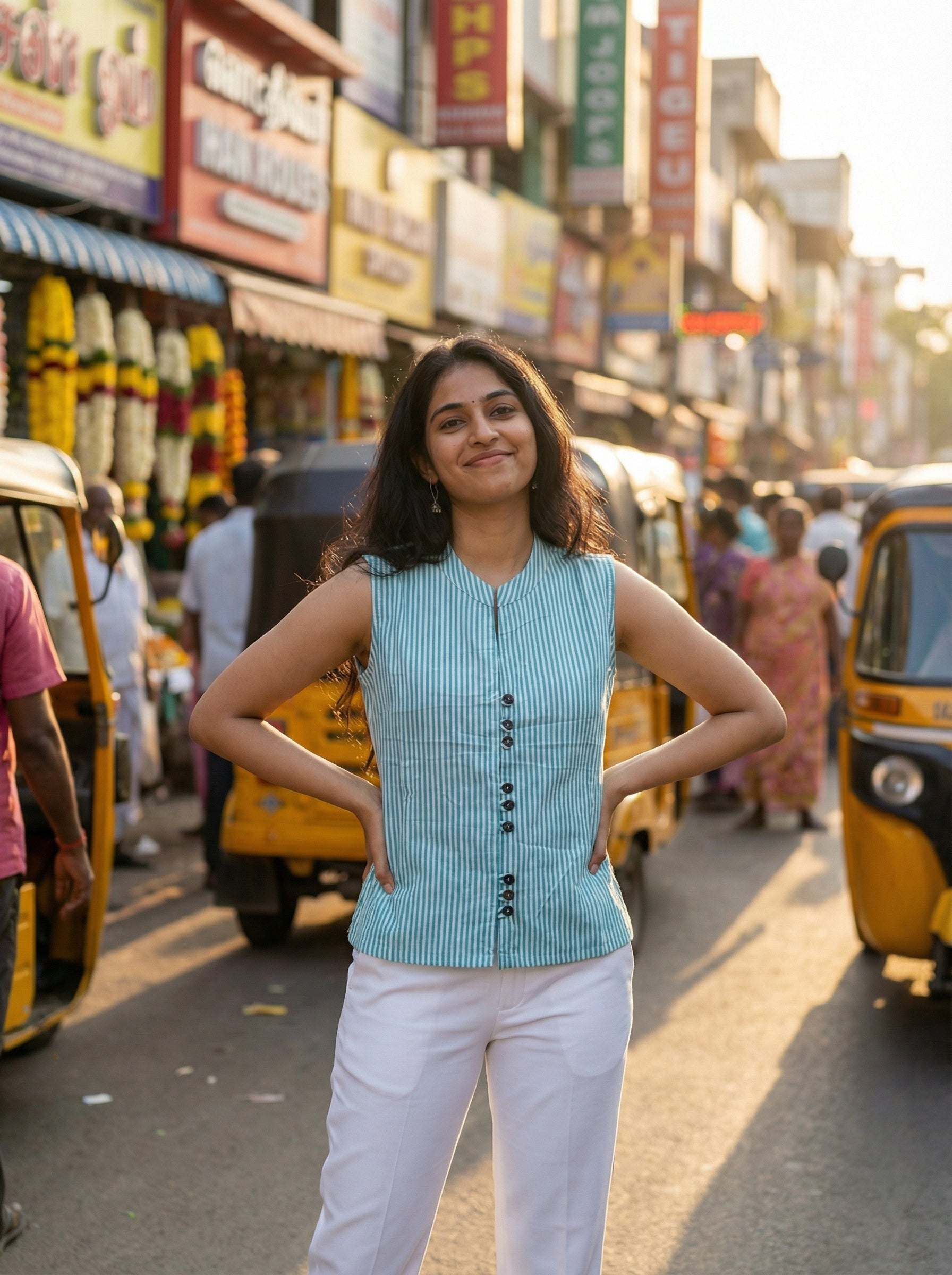 Crop top #30- handloom organic cotton top in sky blue