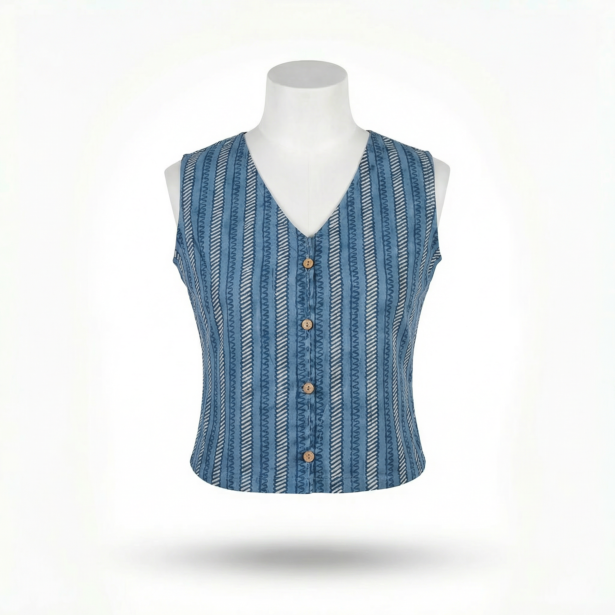 Crop top #82- handloom organic cotton top in steal blue