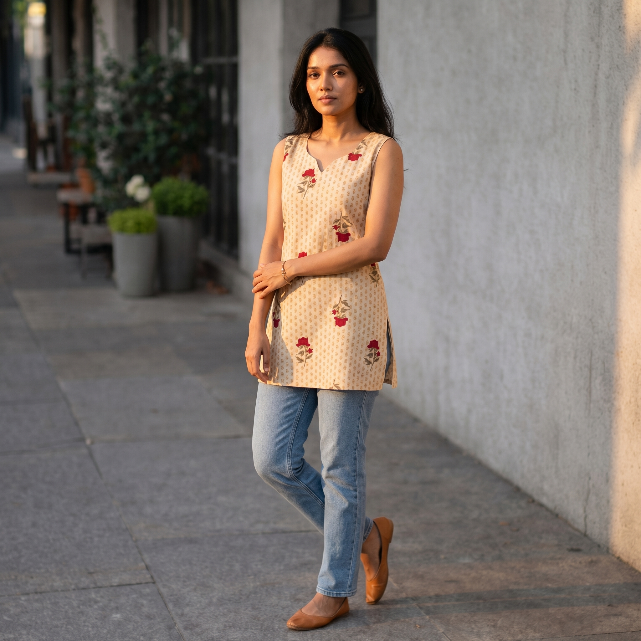 Short Kurti 31- Organic cotton short kurti in off white