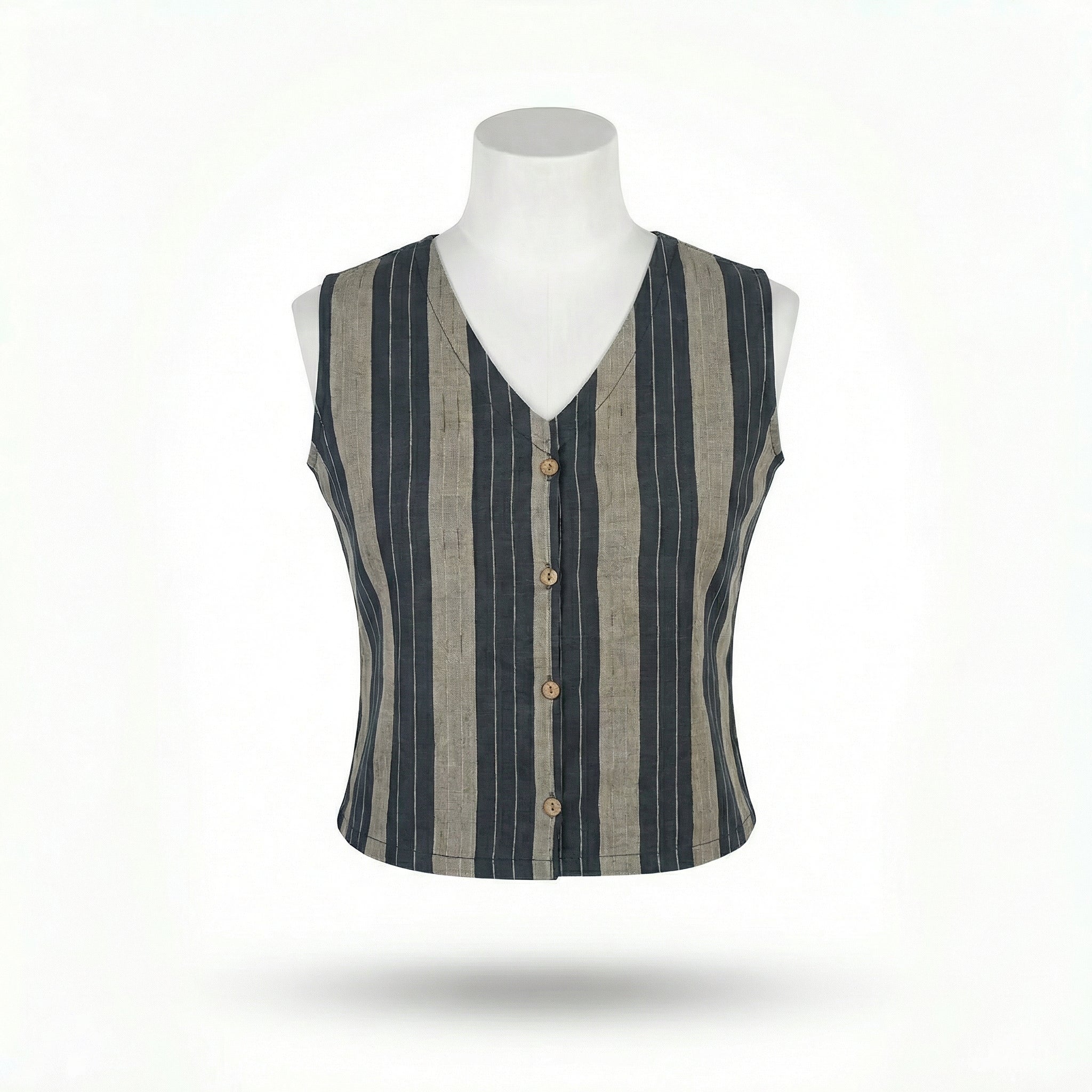 Crop top #81- handloom organic cotton top in black and grey