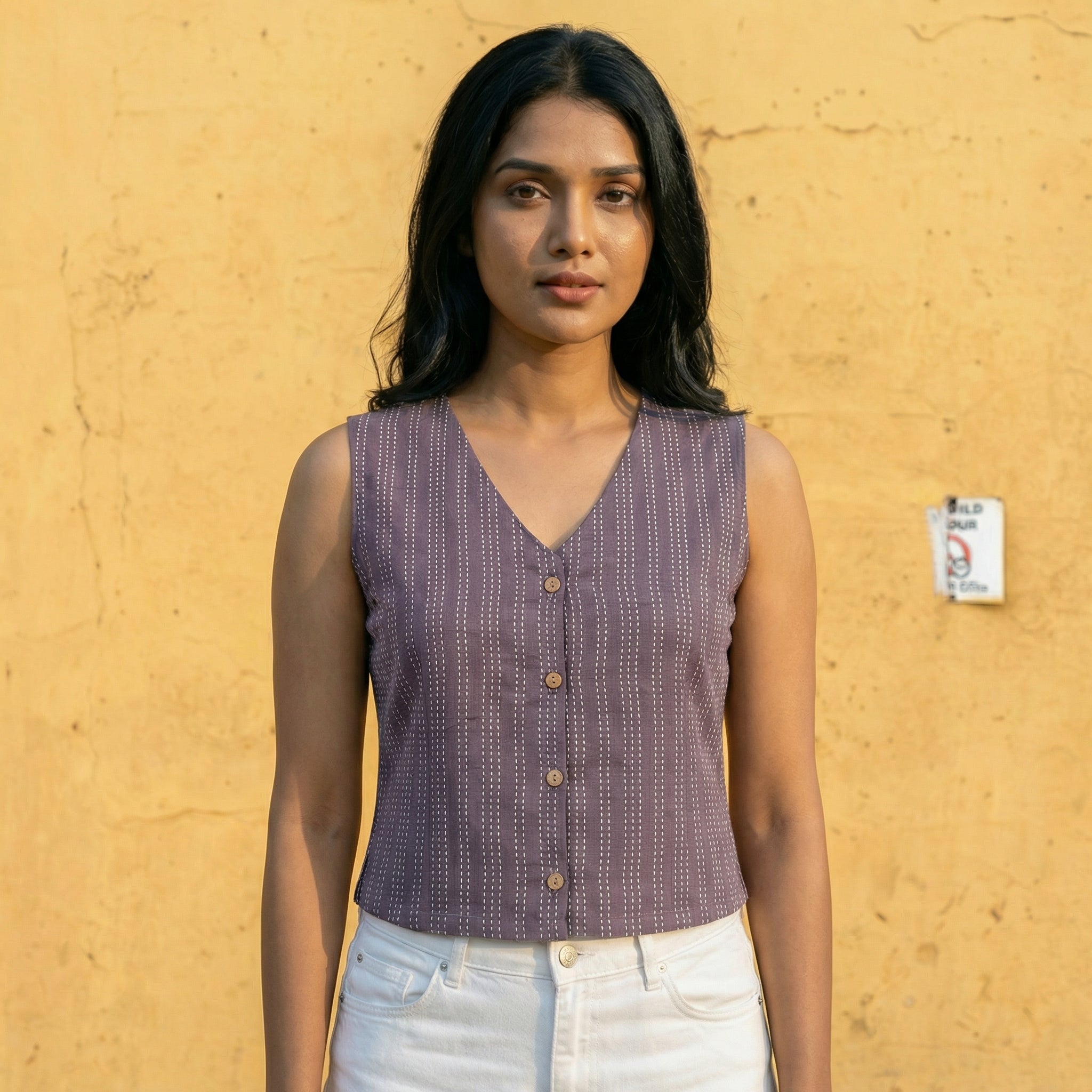 Crop top #77- handloom organic cotton top in dark plum purple