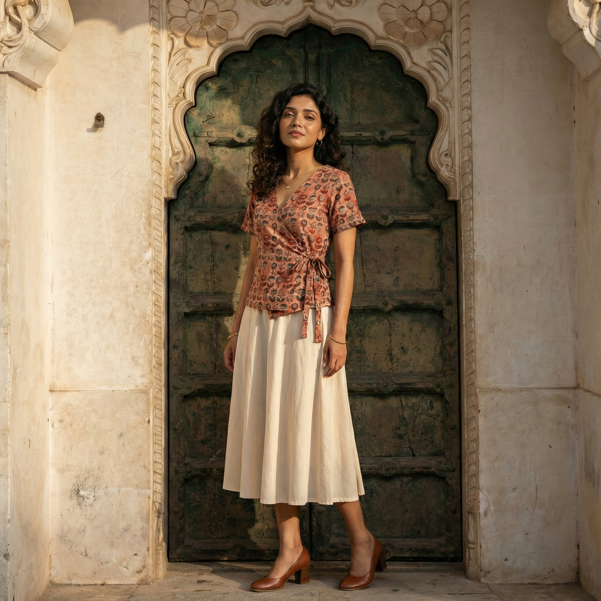 Crop top #100- handloom organic wrap on cotton top in multi colour