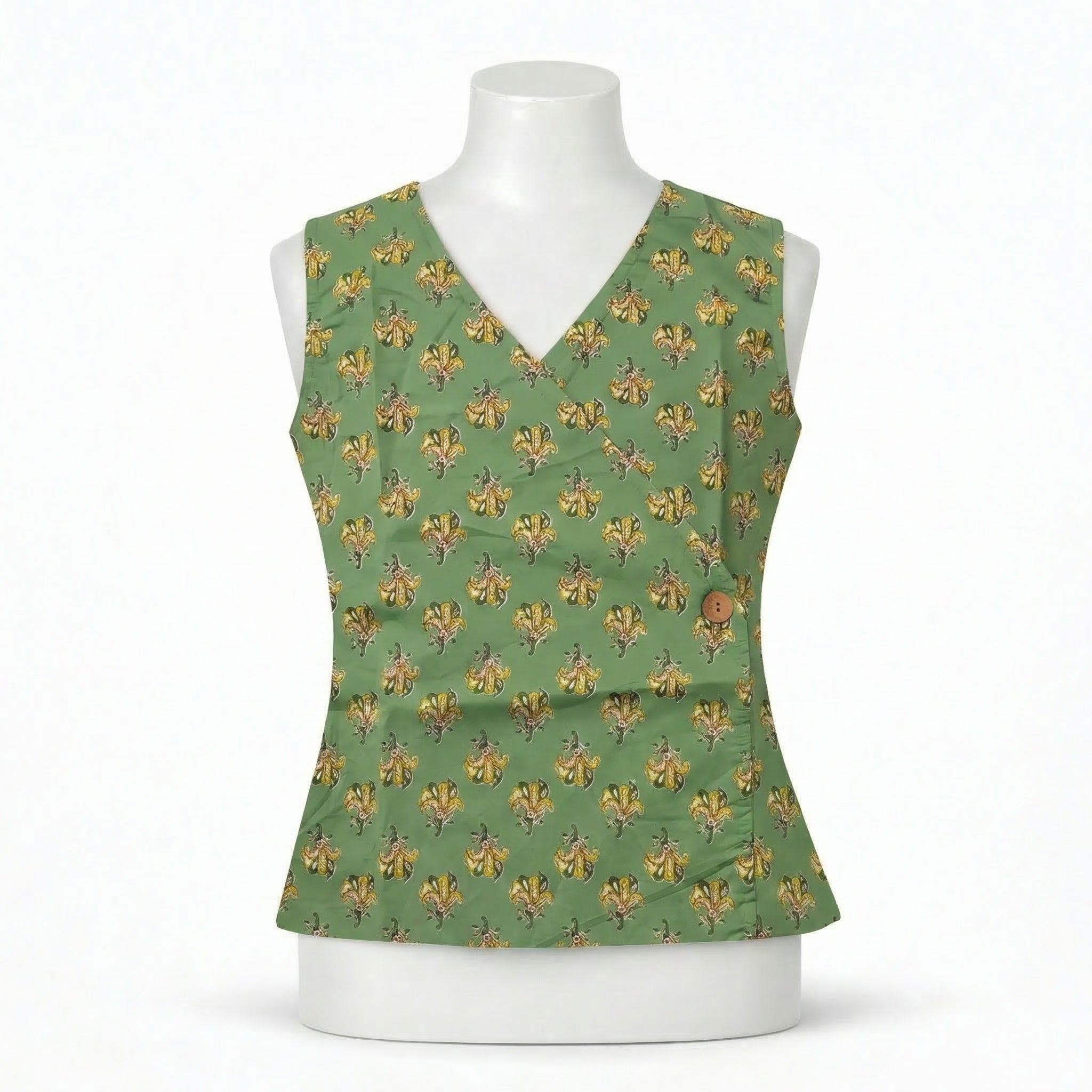 Crop top #91- handloom organic cotton top in sage green