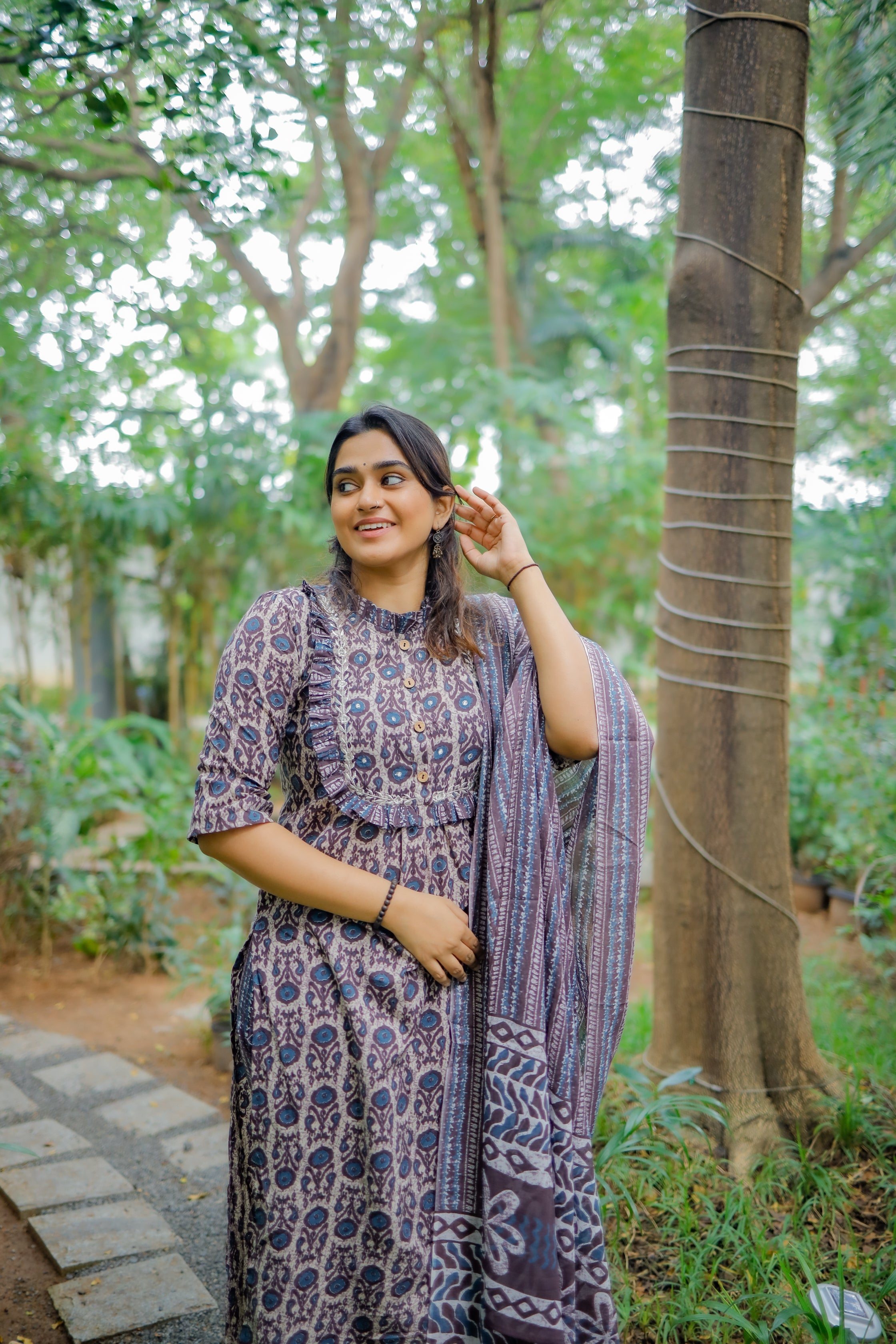 Vidhusha - organic cotton suit set in elephant grey