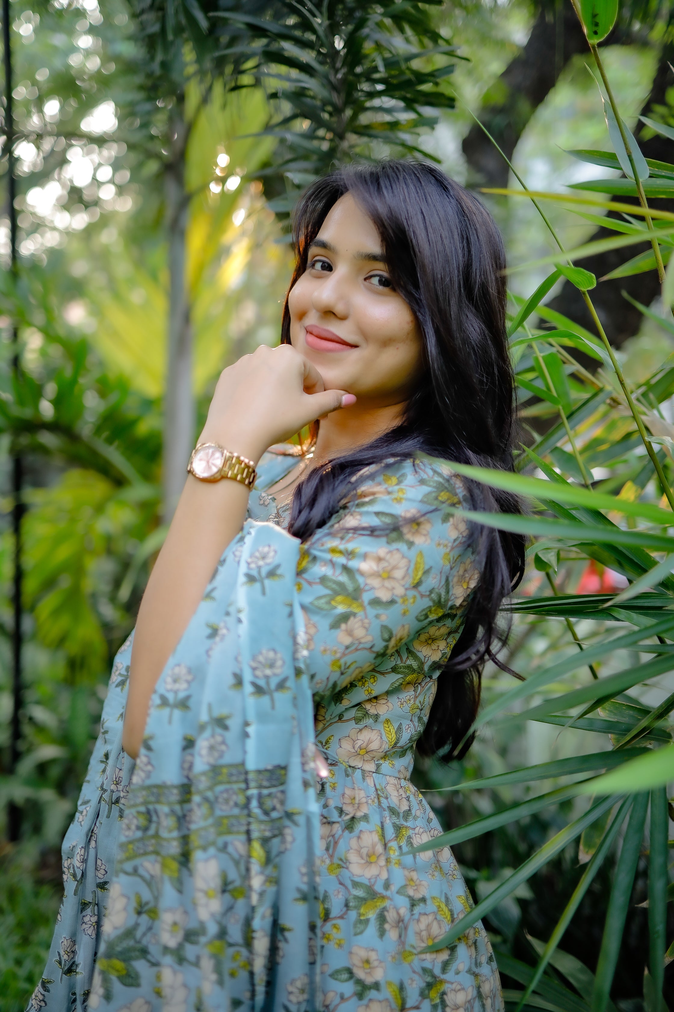Rashmika - floral anarkali suit set in pastel green