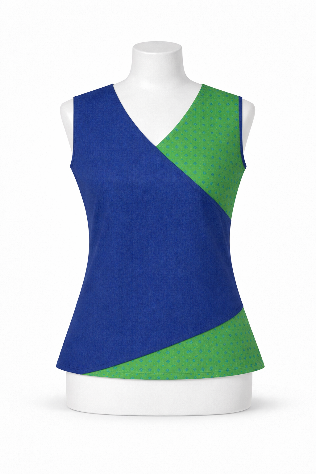 Crop top #88- handloom organic cotton top in Pepsi blue and green