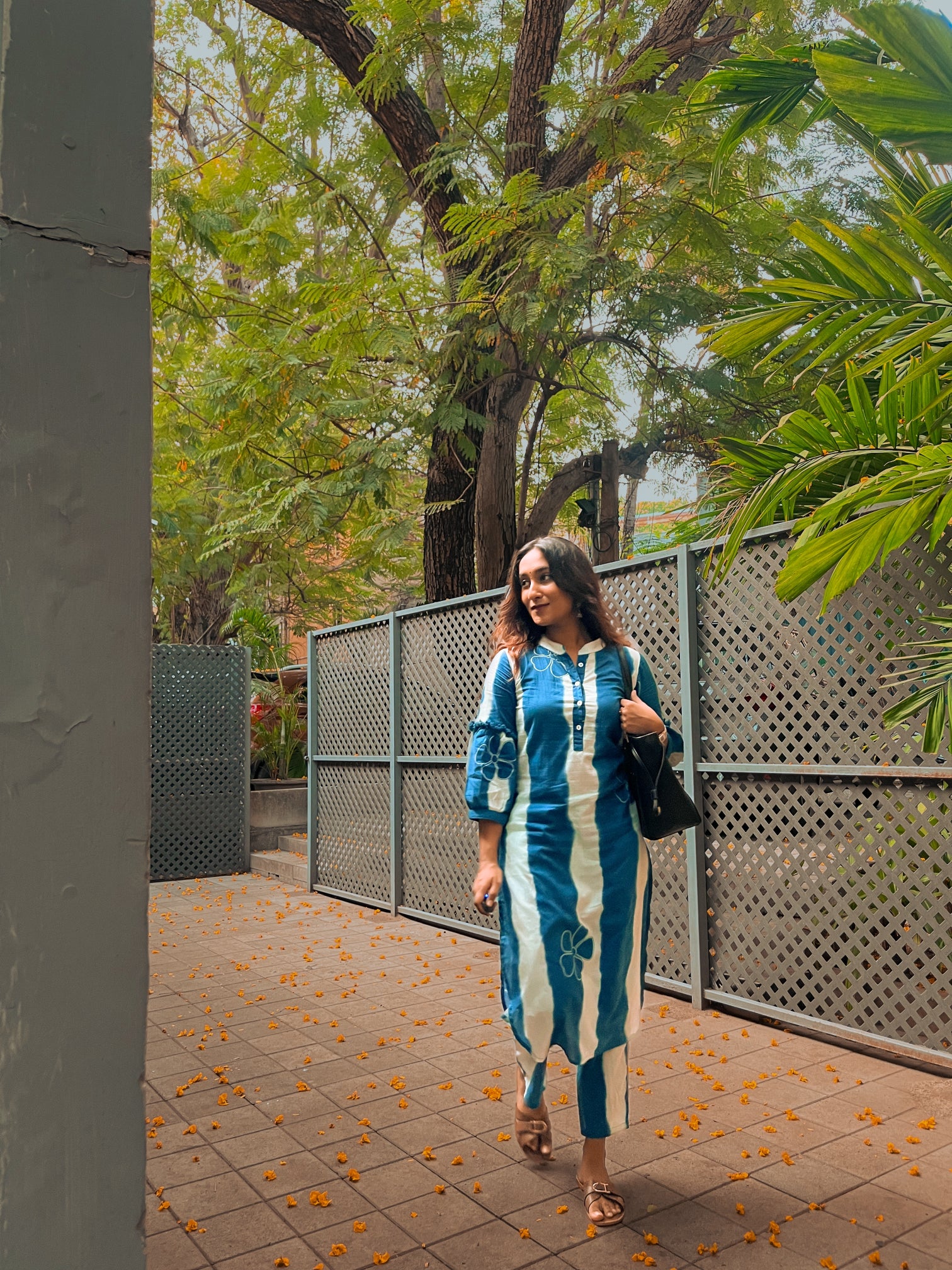 Shlokha ( blue ) - handblock printed cotton coord set in blue