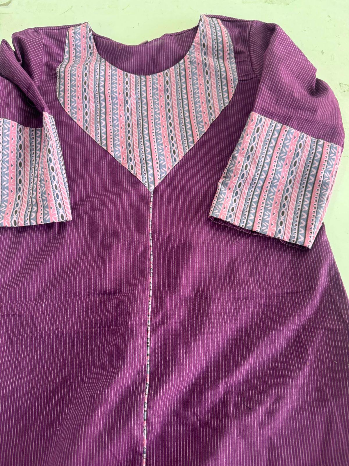 Pattern kurti 41- Handloom cotton kurti in purple