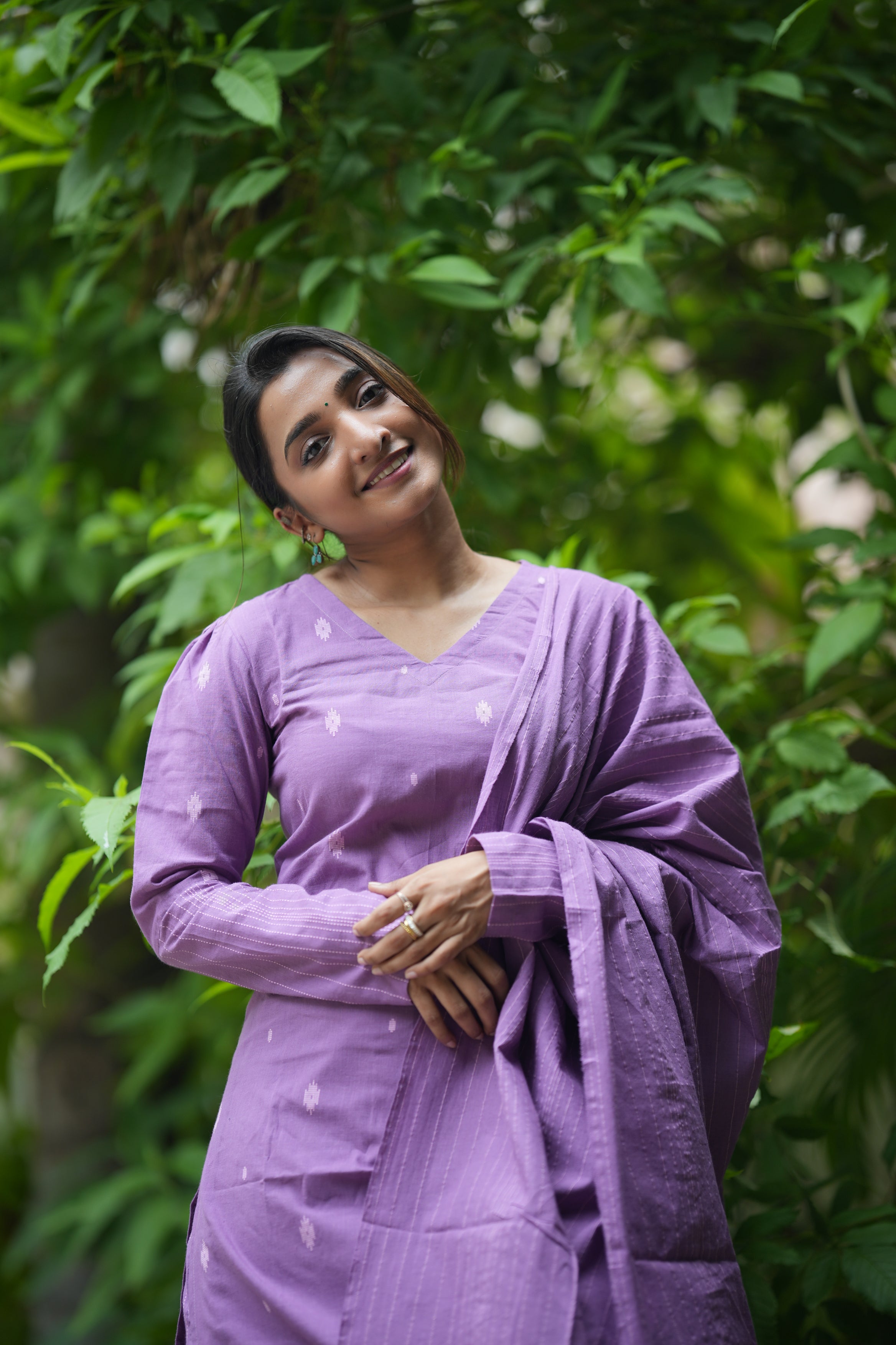 Sindoorika (purple )- handloom cotton suit set in purple