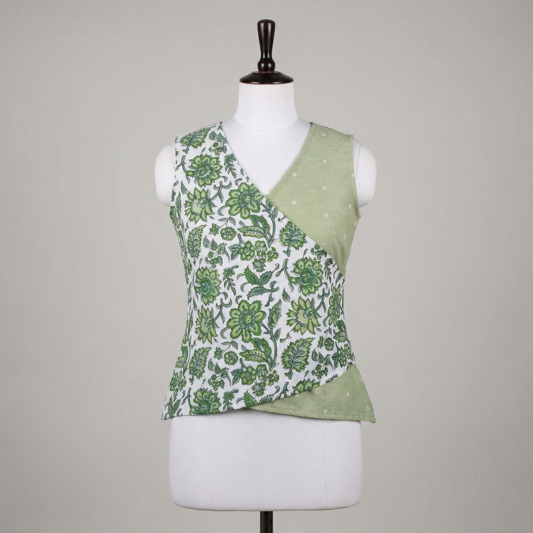 Crop top #68- handloom organic cotton top in green