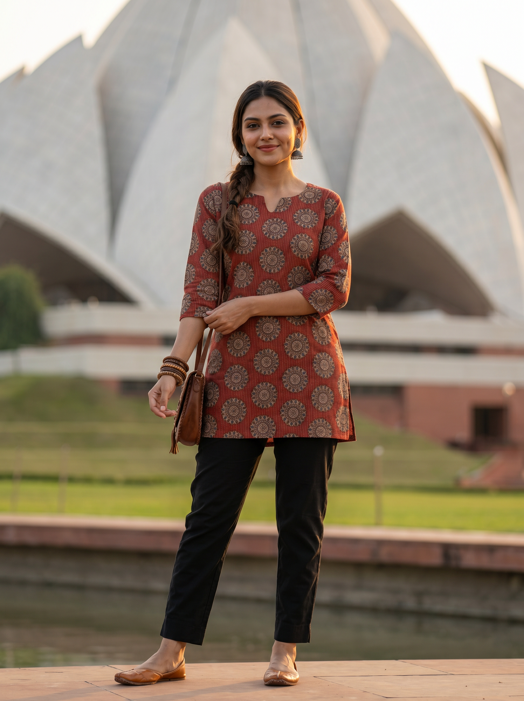 Short Kurti 25 - Organic cotton short kurti in maroon