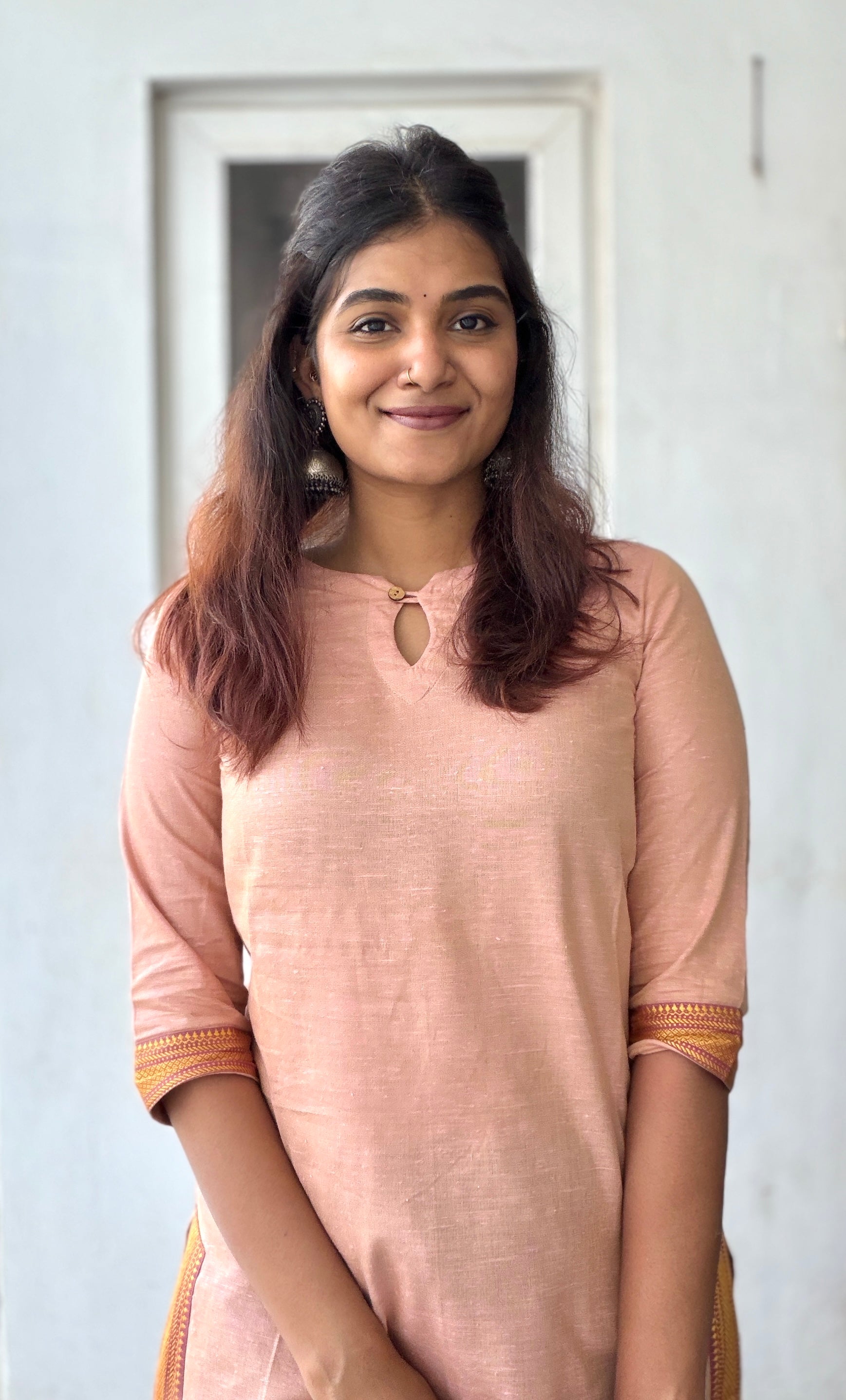 Nayanthara #21-handloom cotton kurti in peach