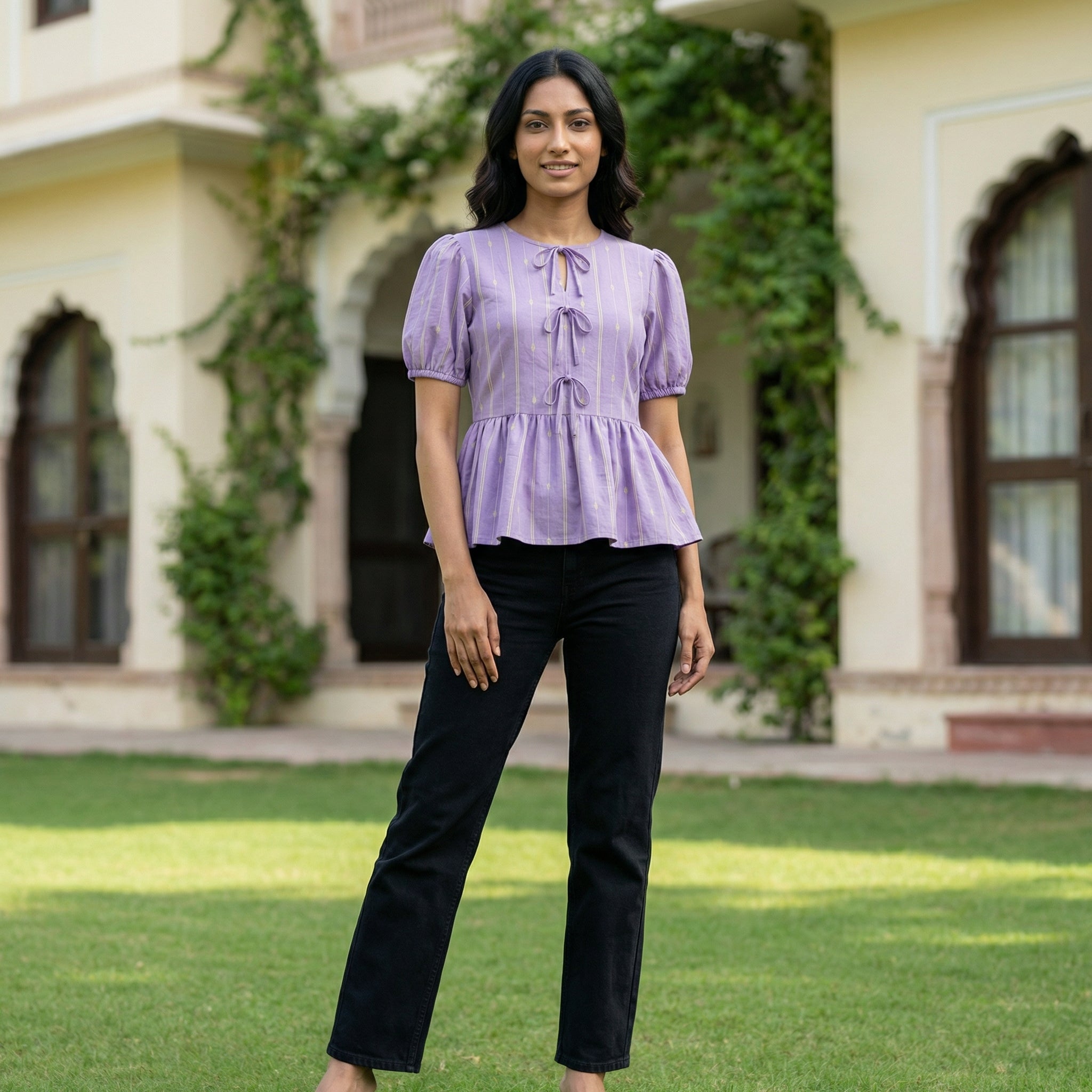 Crop top #51- handloom organic cotton top in Lilac