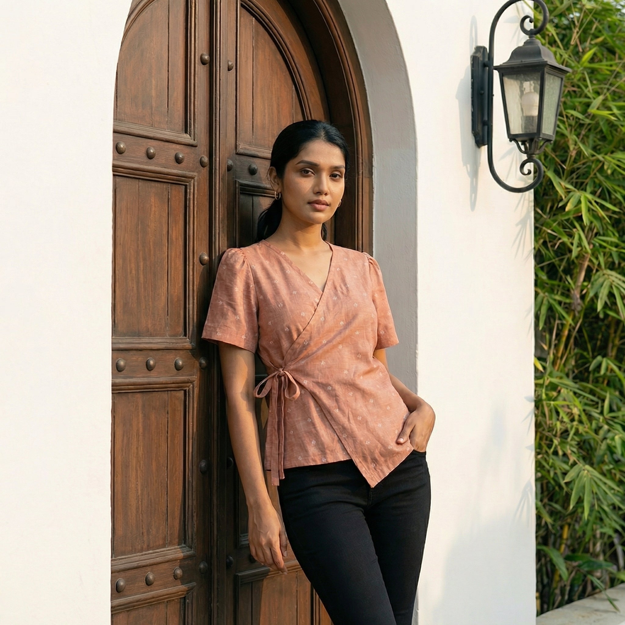 Crop top #56- handloom organic cotton top in peach
