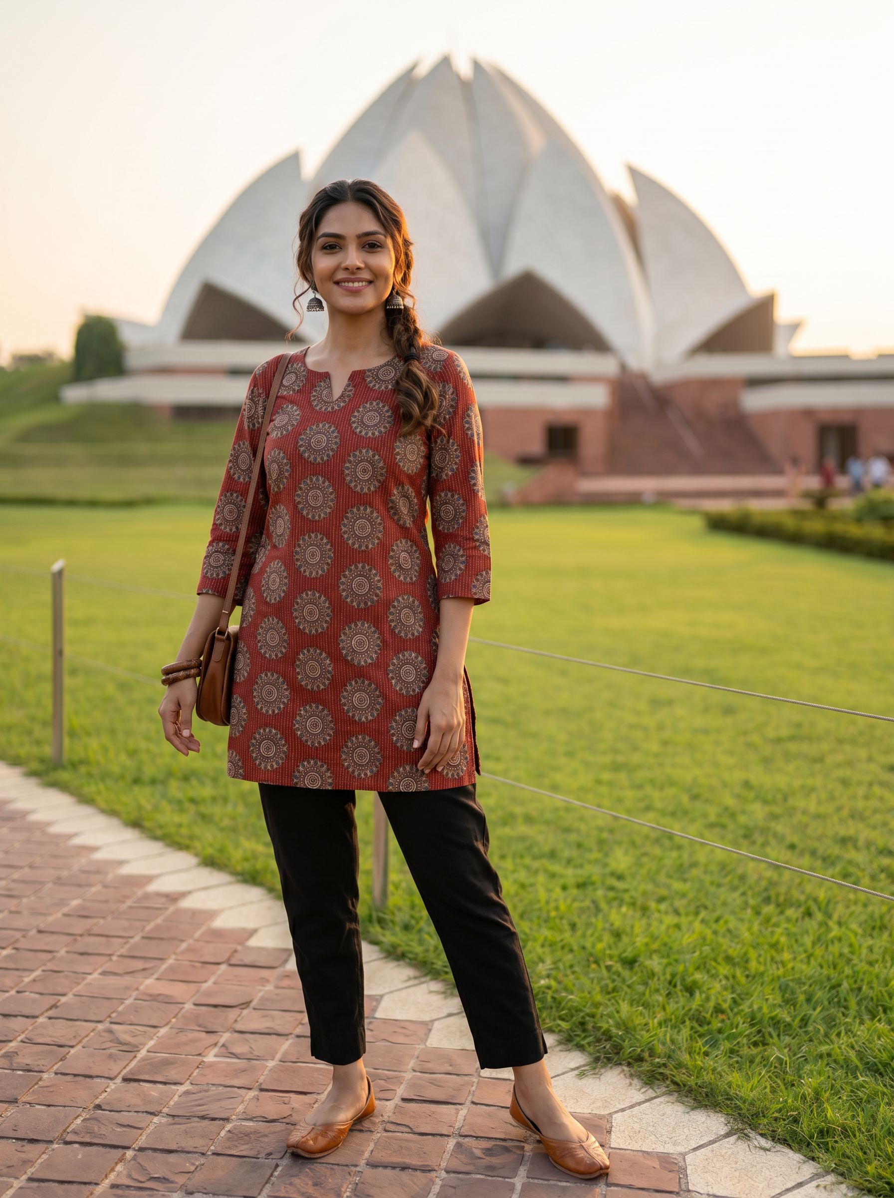 Short Kurti 25 - Organic cotton short kurti in maroon