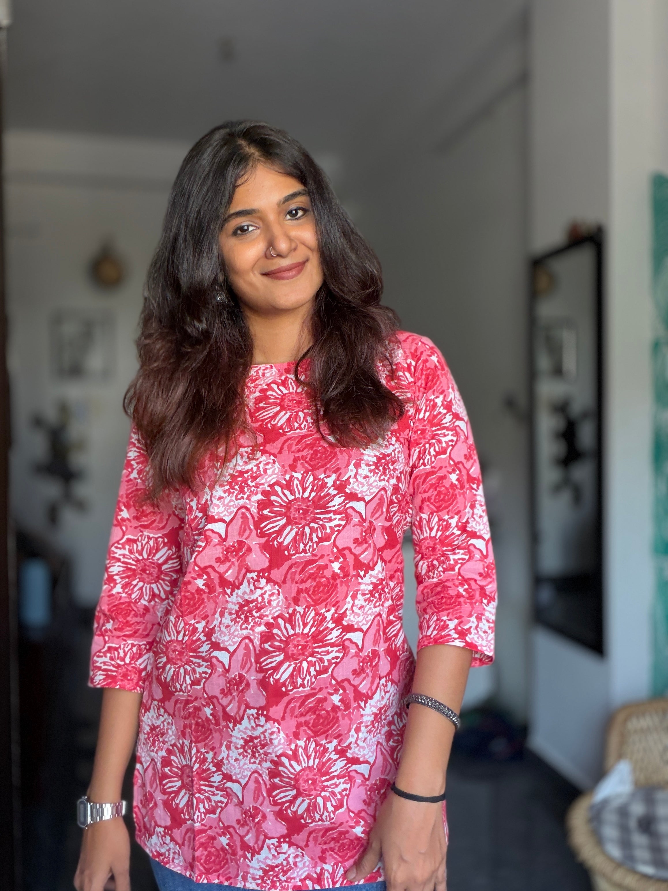 Short Kurti 20 - Organic cotton short kurti in pink