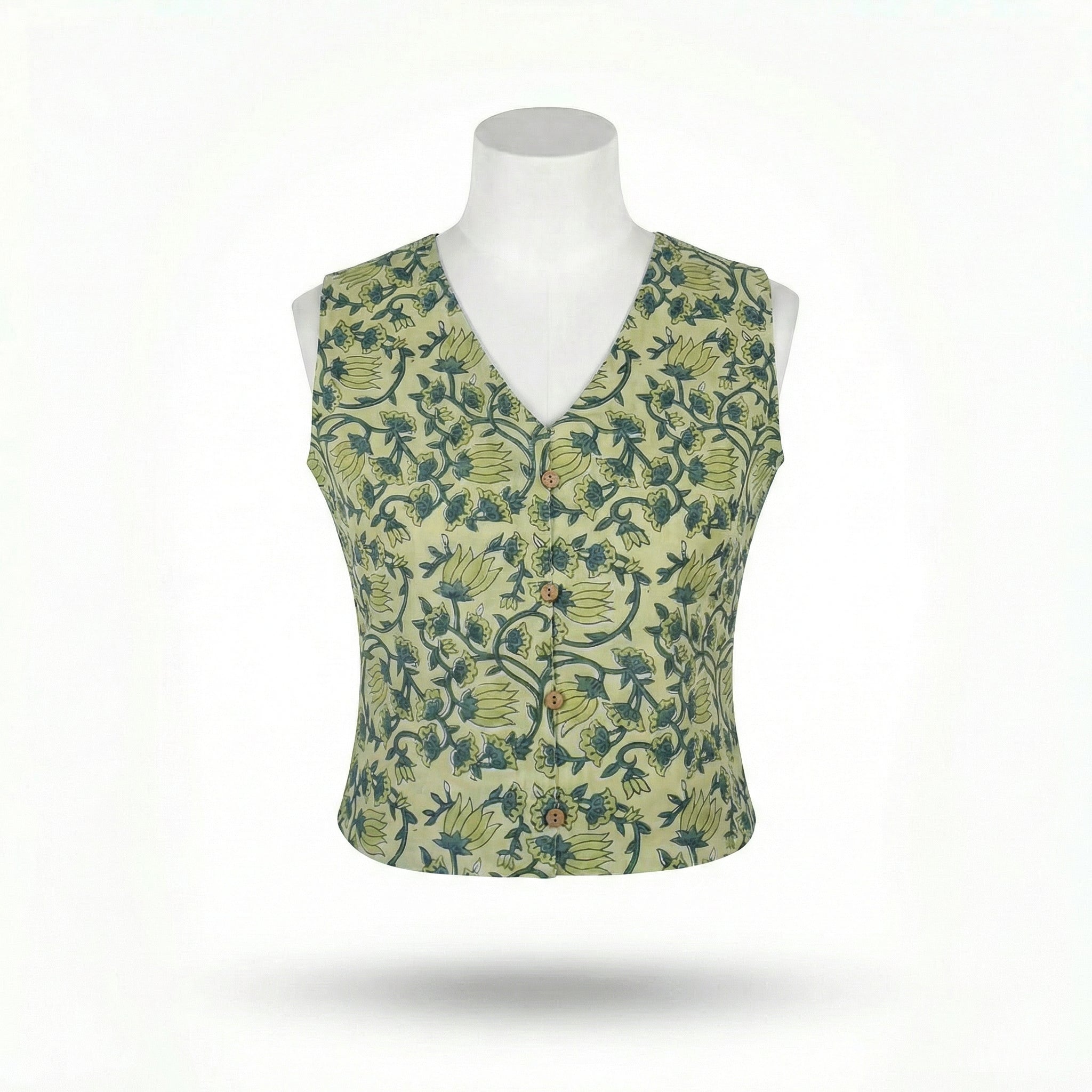 Crop top #76- handloom organic cotton top in green