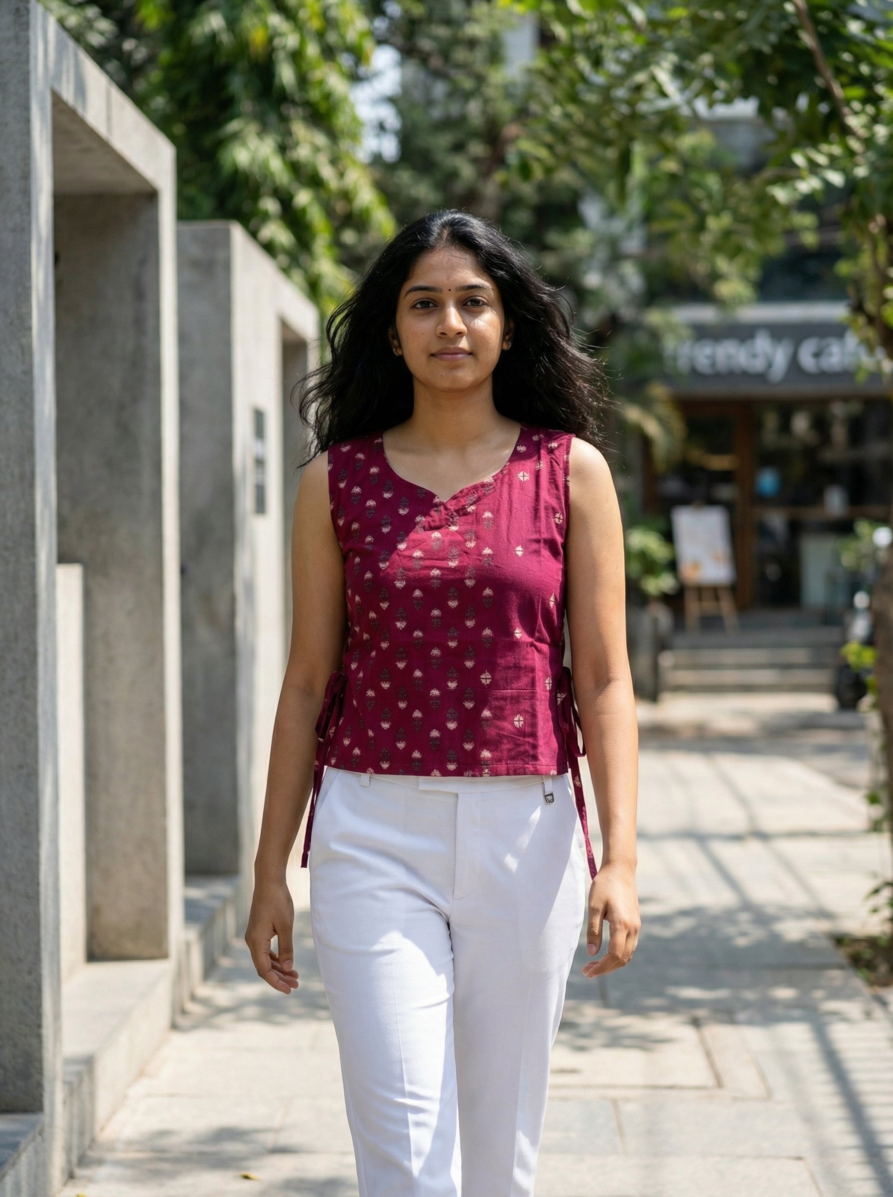 Crop top #11- floral printed organic top in pink