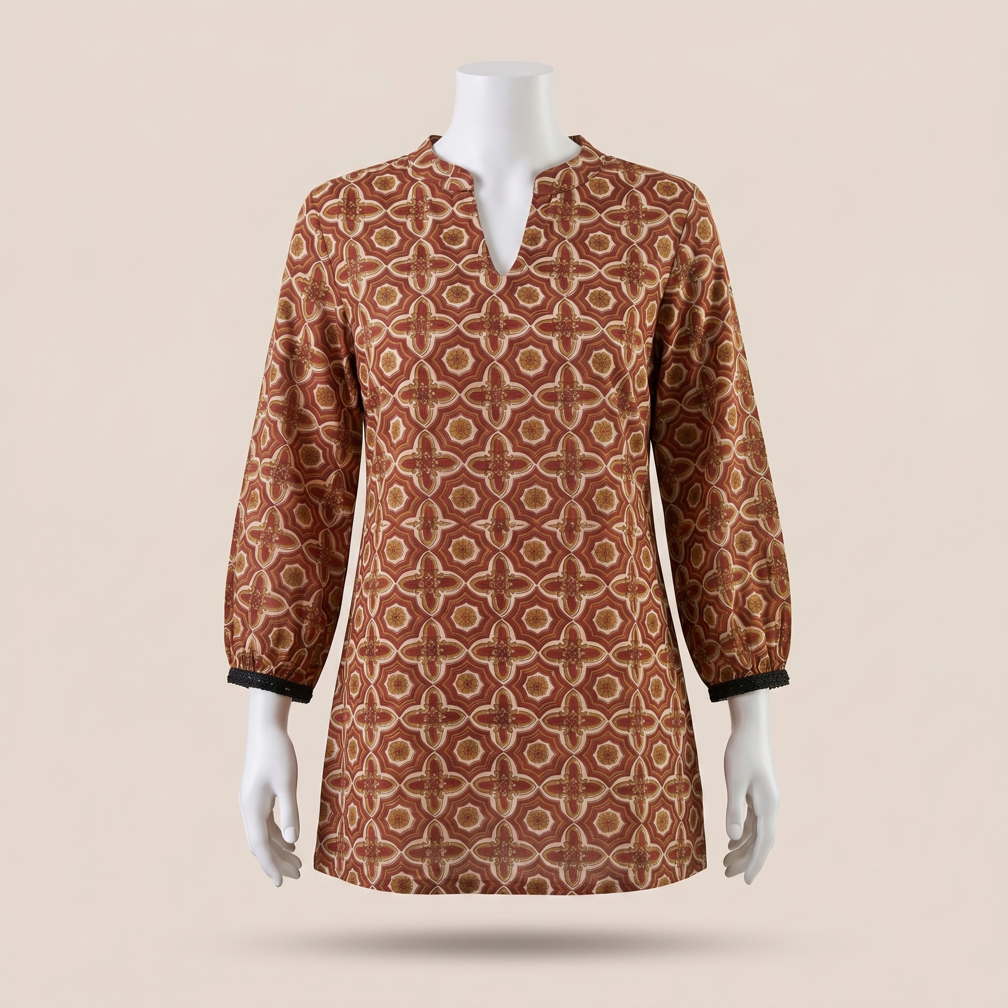 Short Kurti 33- Organic cotton short kurti in rust brown