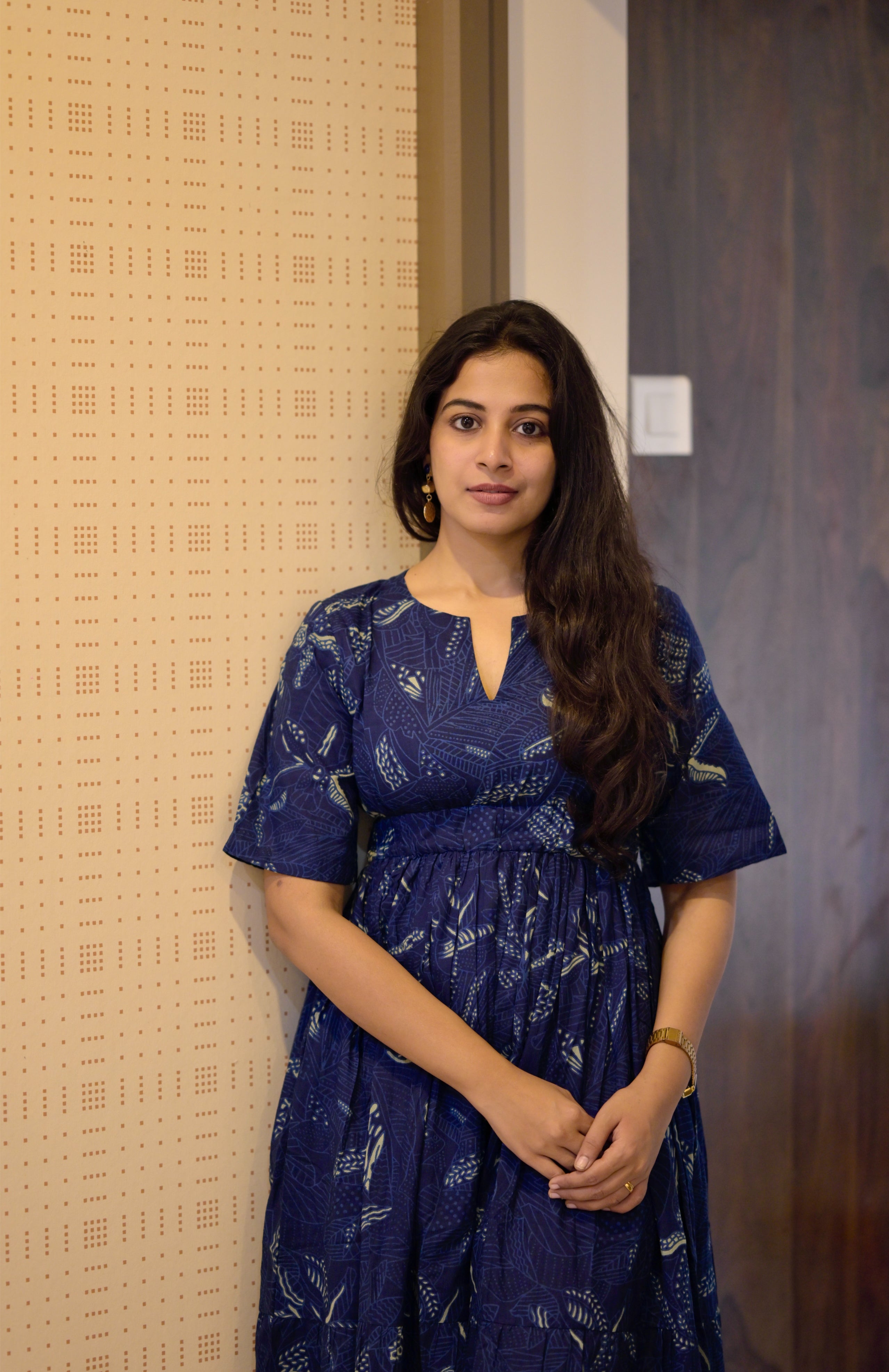 Dress 29 - Organic cotton maxi dress in indigo blue