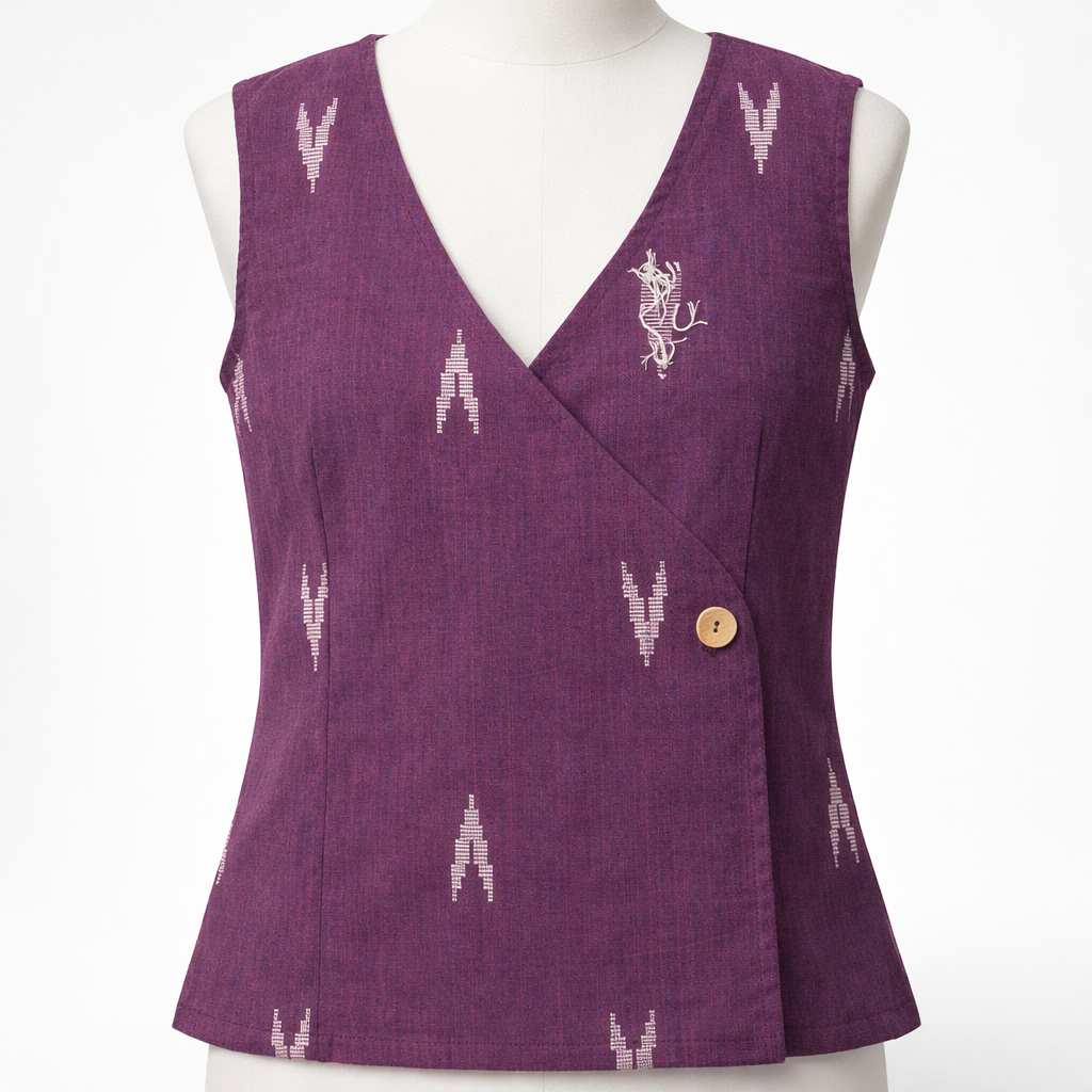 Crop top #85- handloom organic cotton top in purple