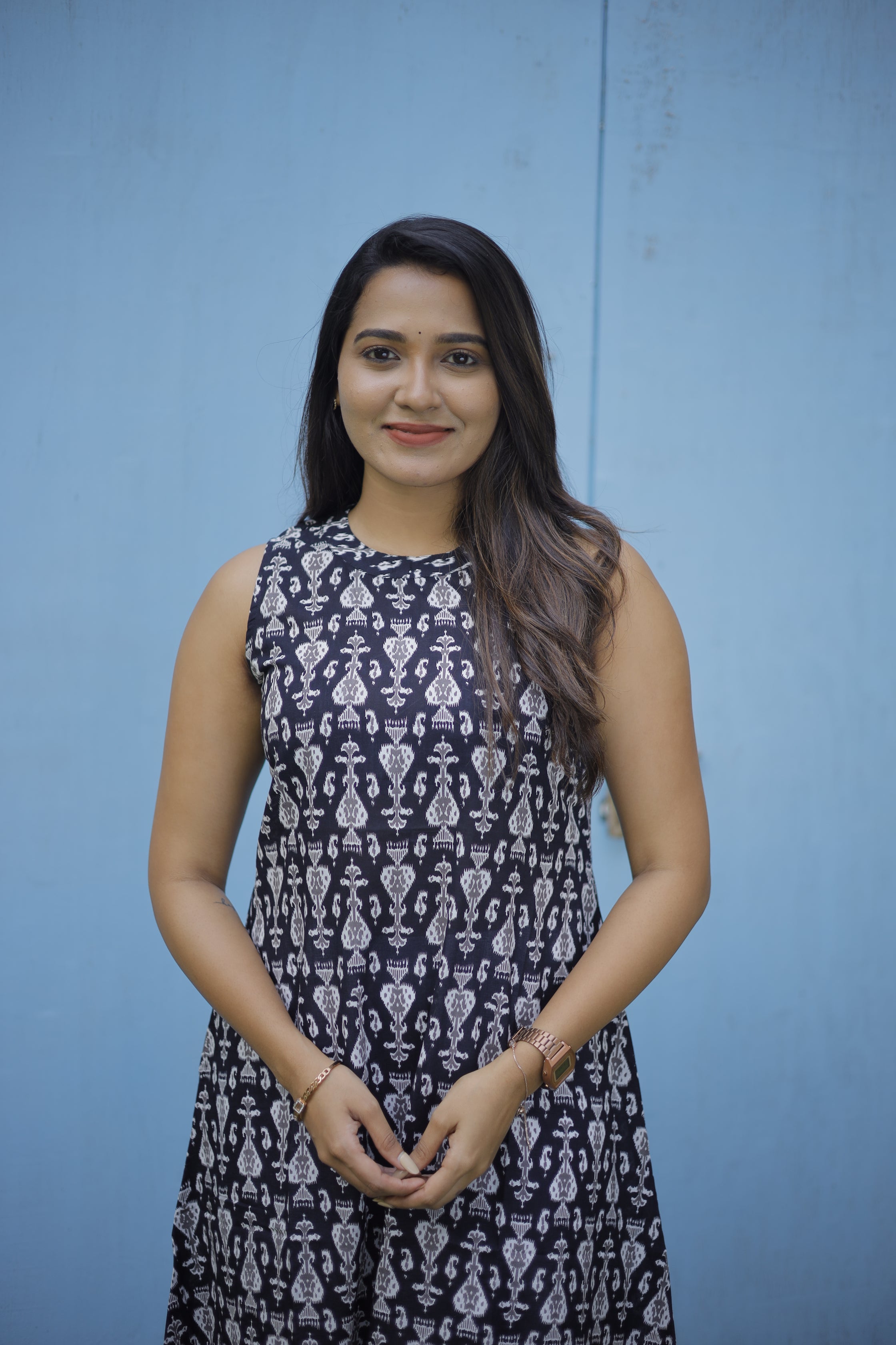 Kurti -110 - shapes printed cotton kurti in black