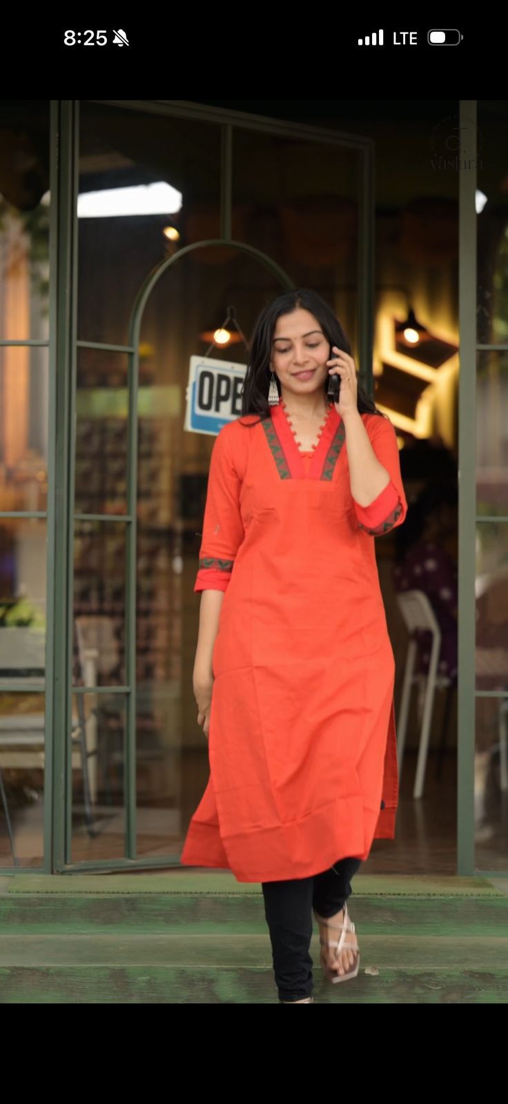 Nayanthara #11 -handloom cotton kurti in red & green