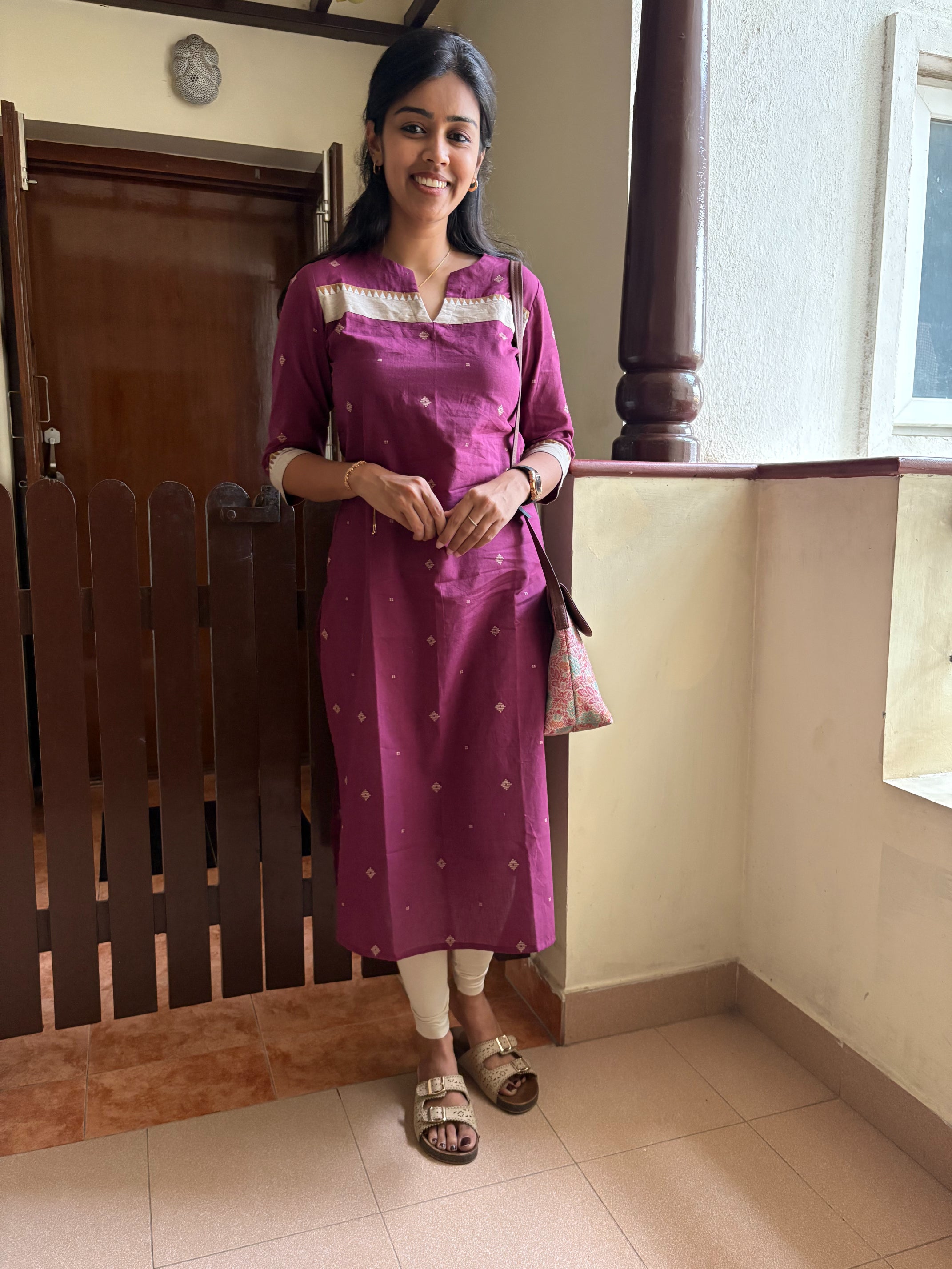 Nayanthara #19-handloom cotton kurti in maroon