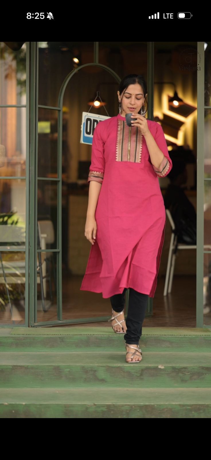 Nayanthara #9 -handloom cotton kurti in pink