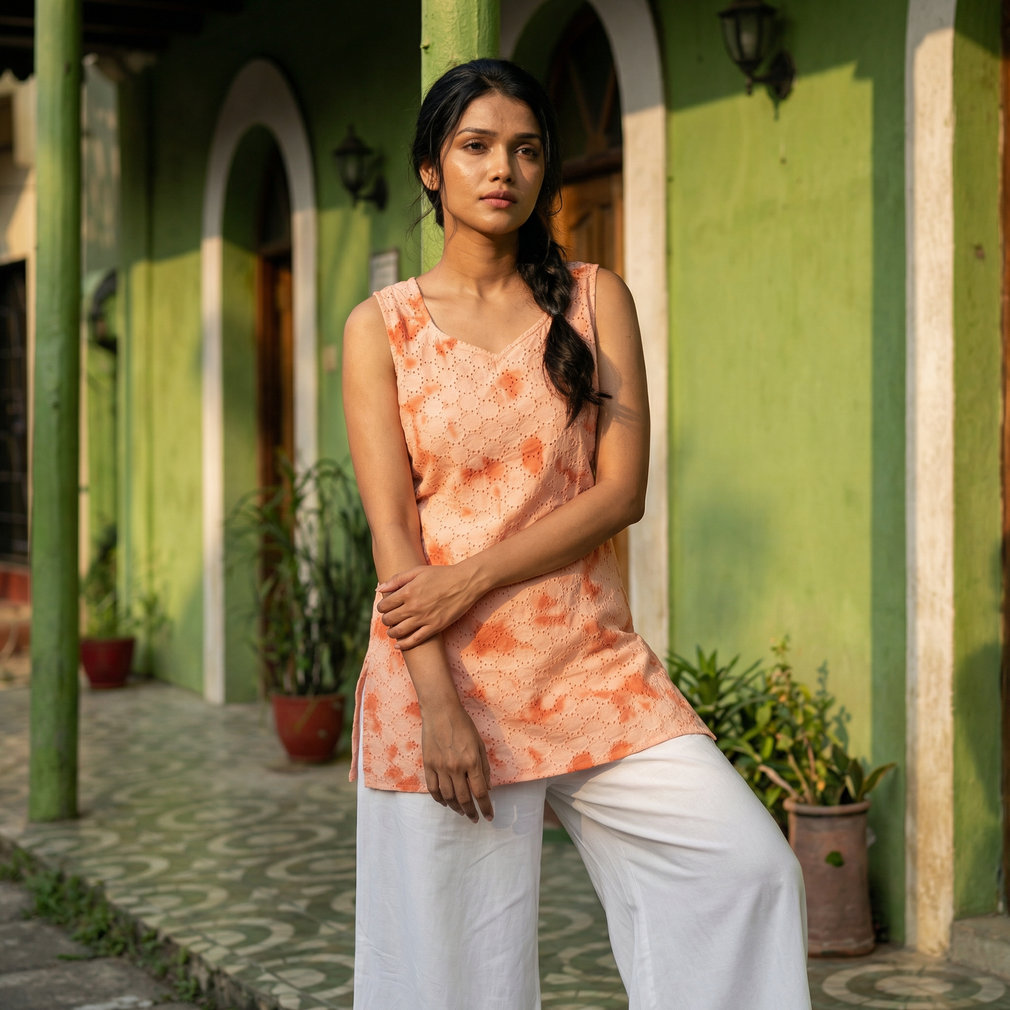 Short Kurti 24 - Organic cotton short kurti in orange