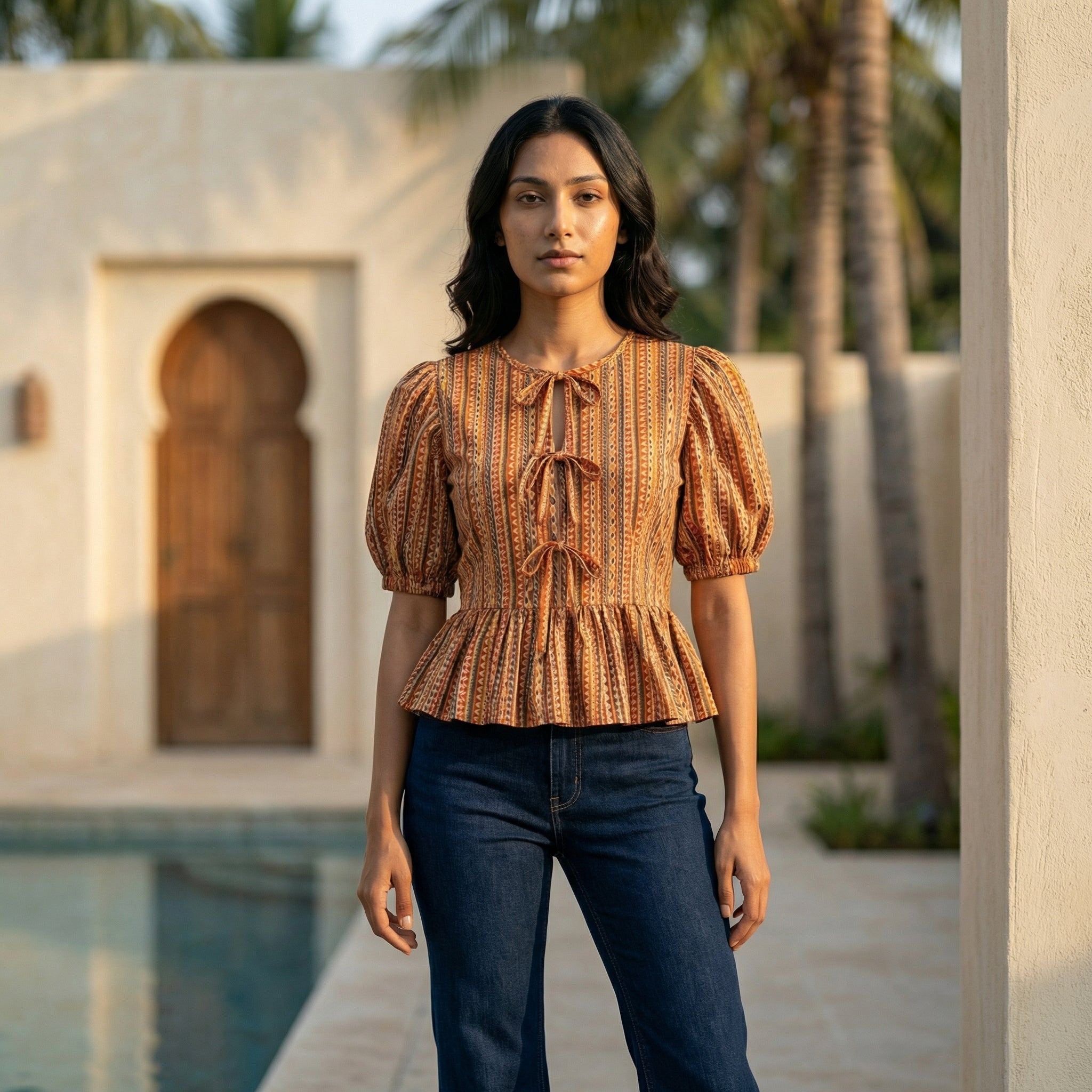 Crop top #54- handloom organic cotton top in shades of orange