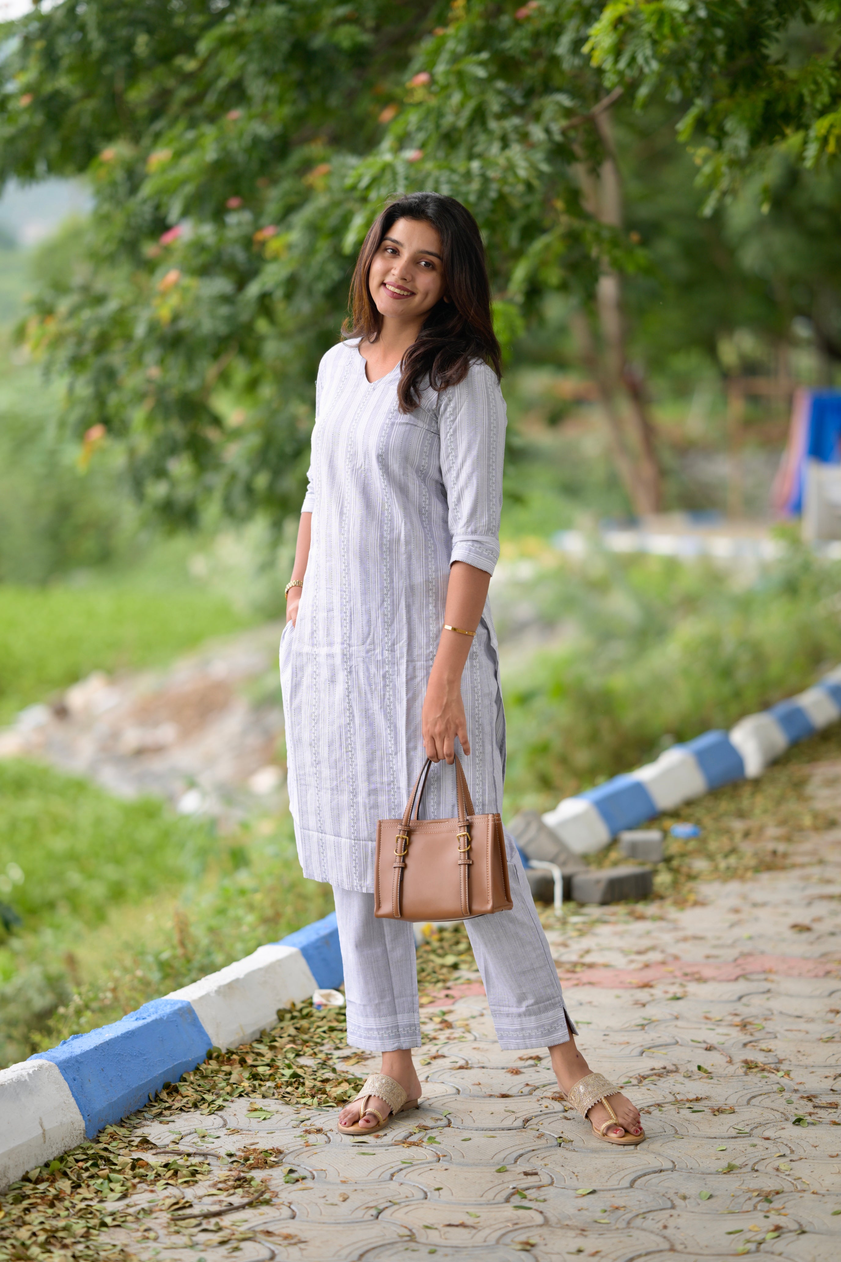 Budget buy 25 - cotton blend kurta set in grey