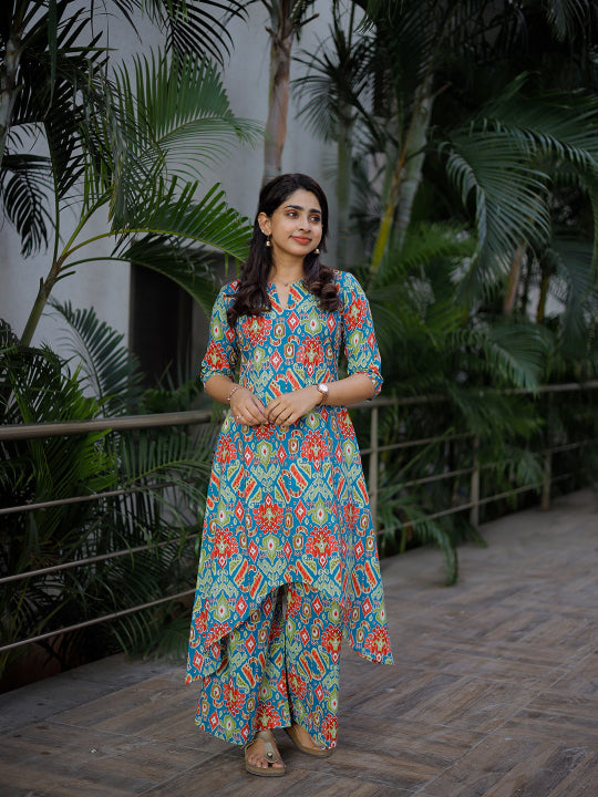 Cindana - abstract printed organic cotton A line coord set