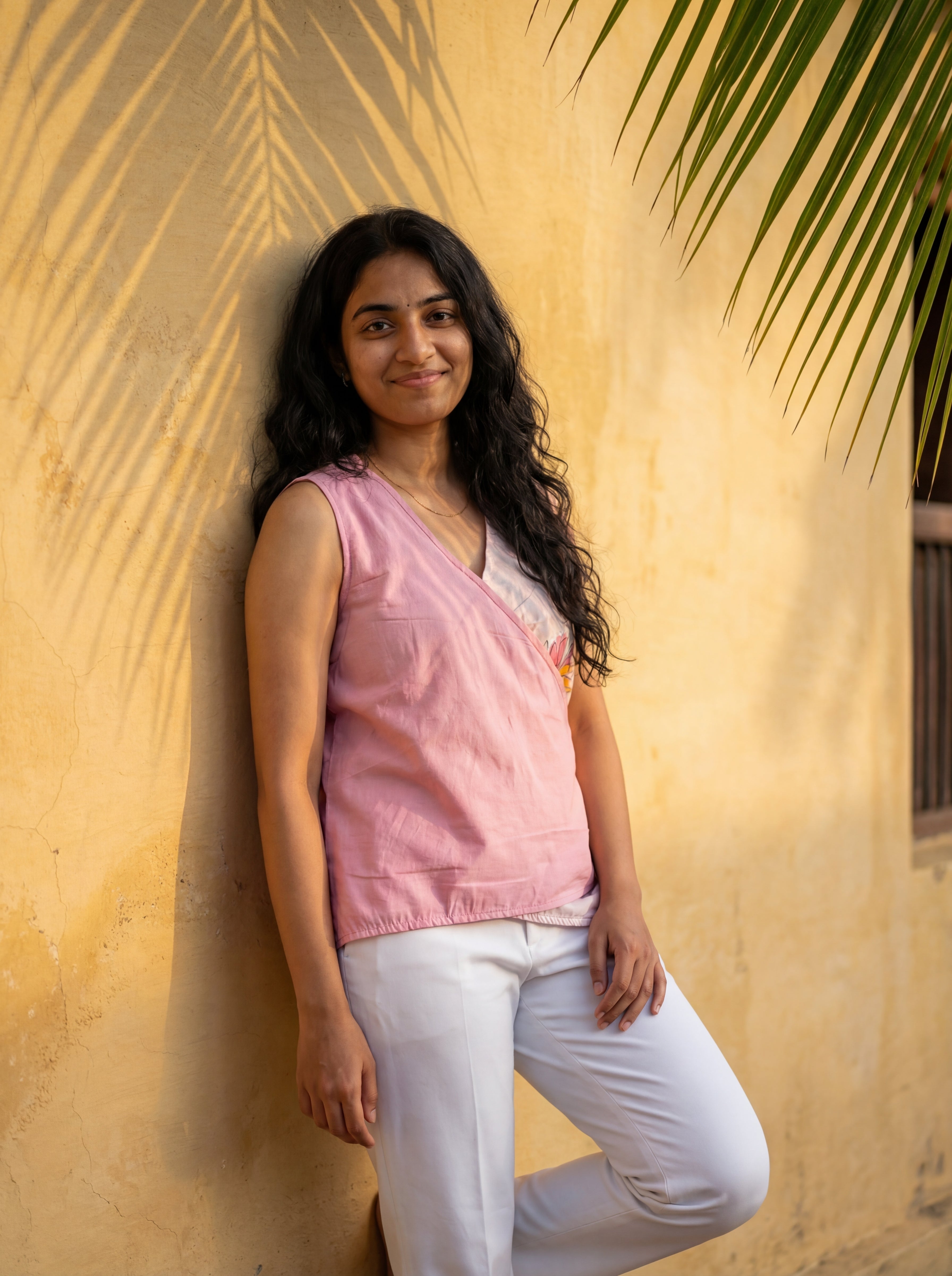 Crop top #46- handloom organic cotton top in pink & white