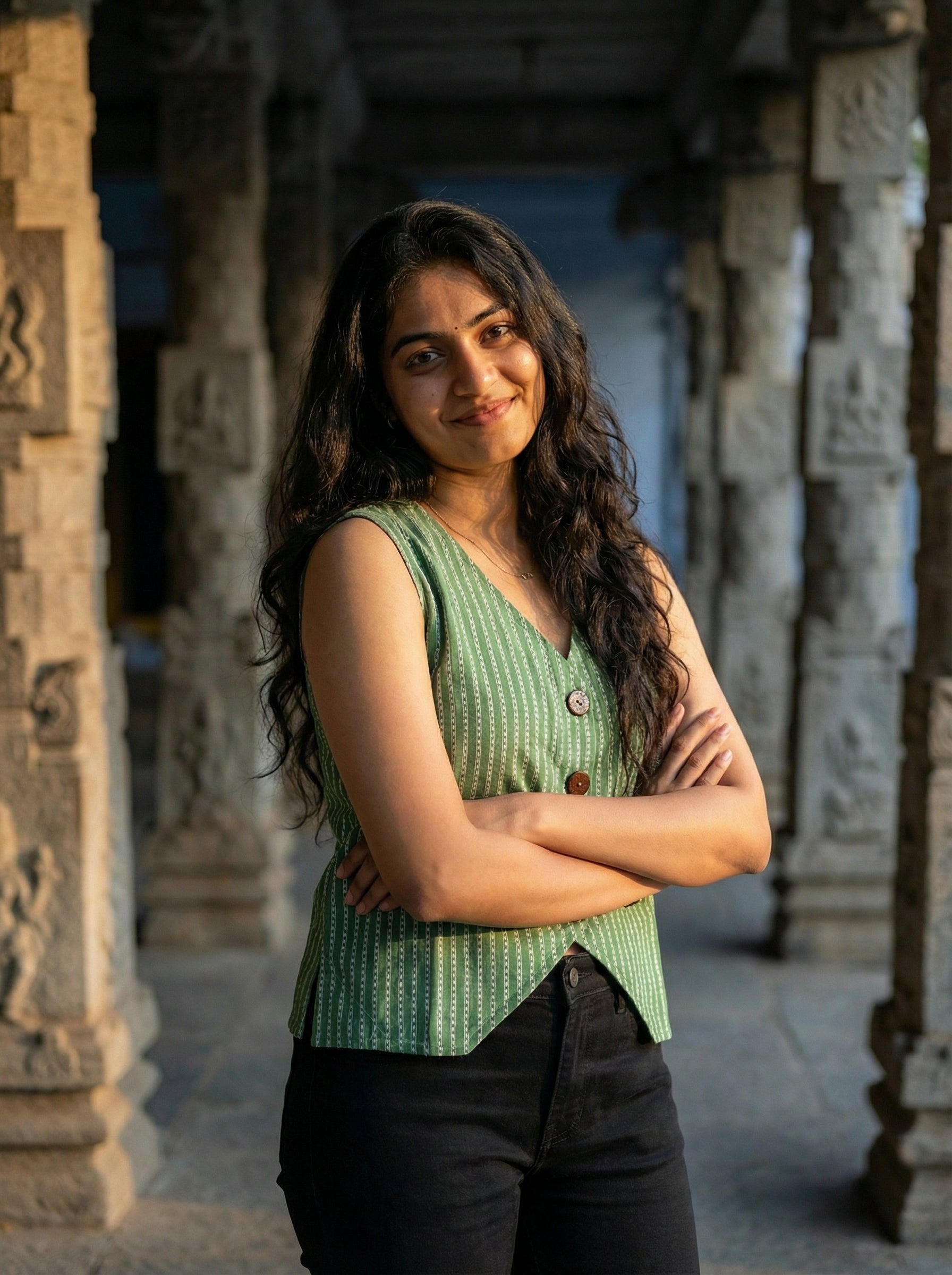 Crop top #34- handloom organic cotton top in green