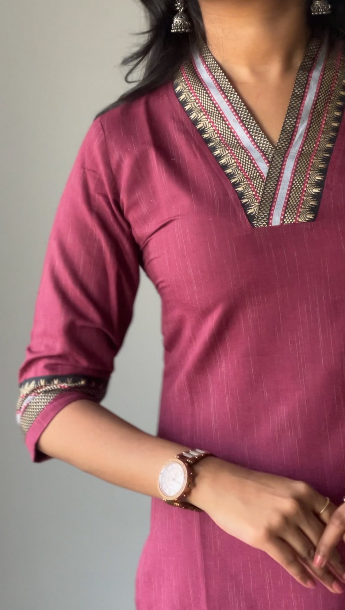 Nayanthara #13-handloom cotton kurti in maroon