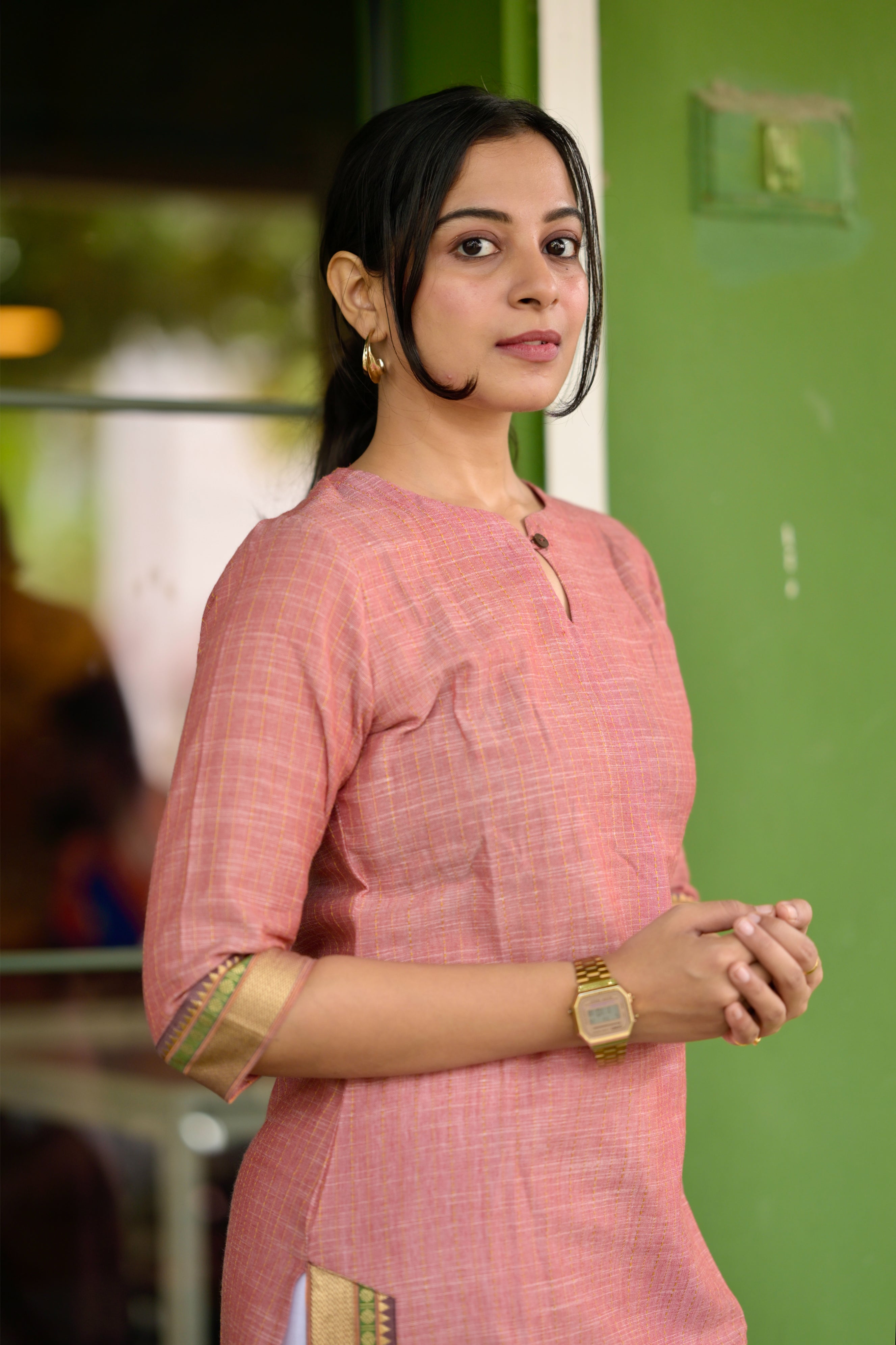 Nayanthara #6 -handloom cotton kurti in peach