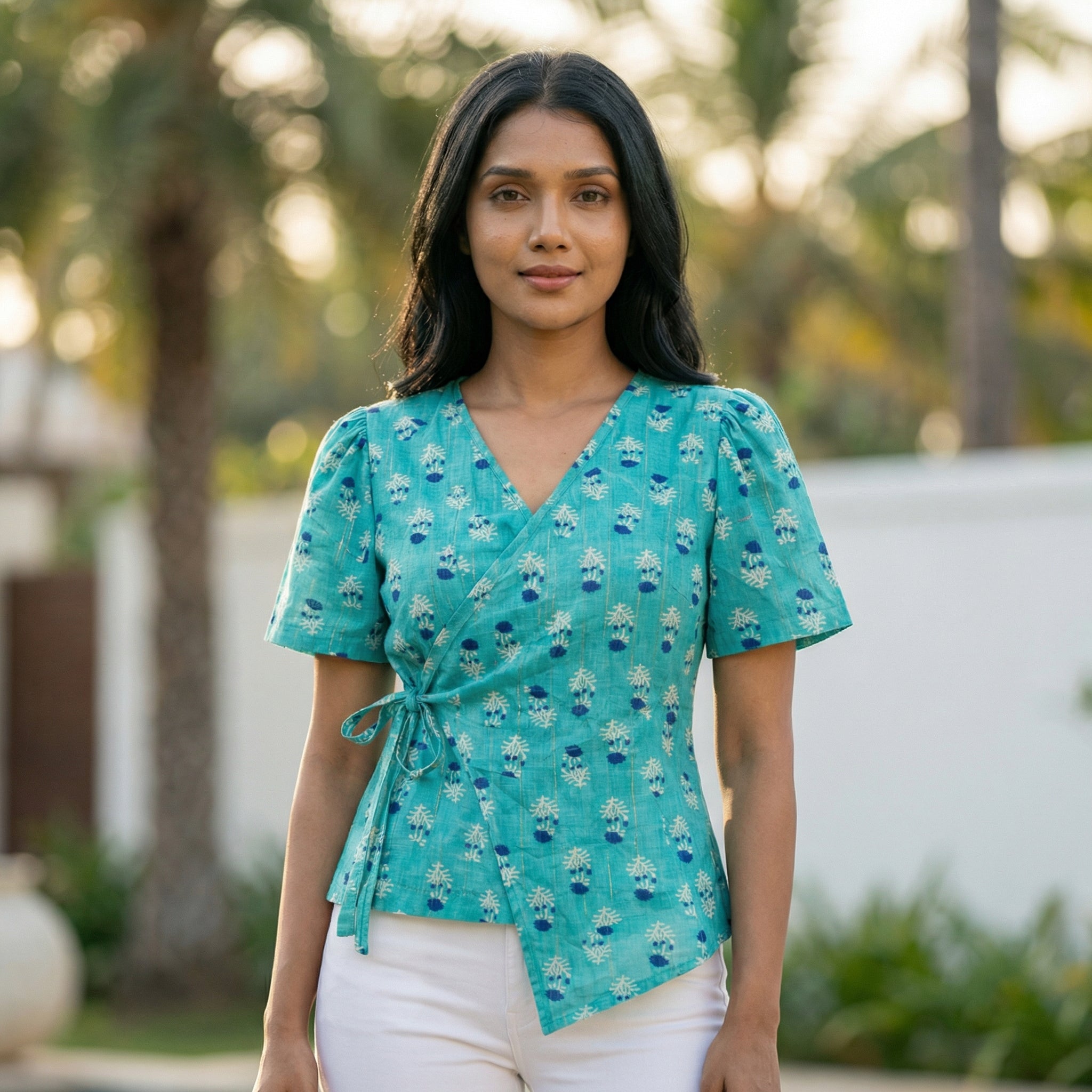 Crop top #57- handloom organic cotton top in sky blue