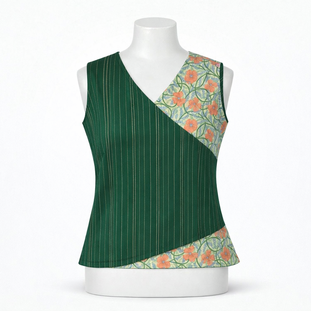 Crop top #89- handloom organic cotton top in dark green