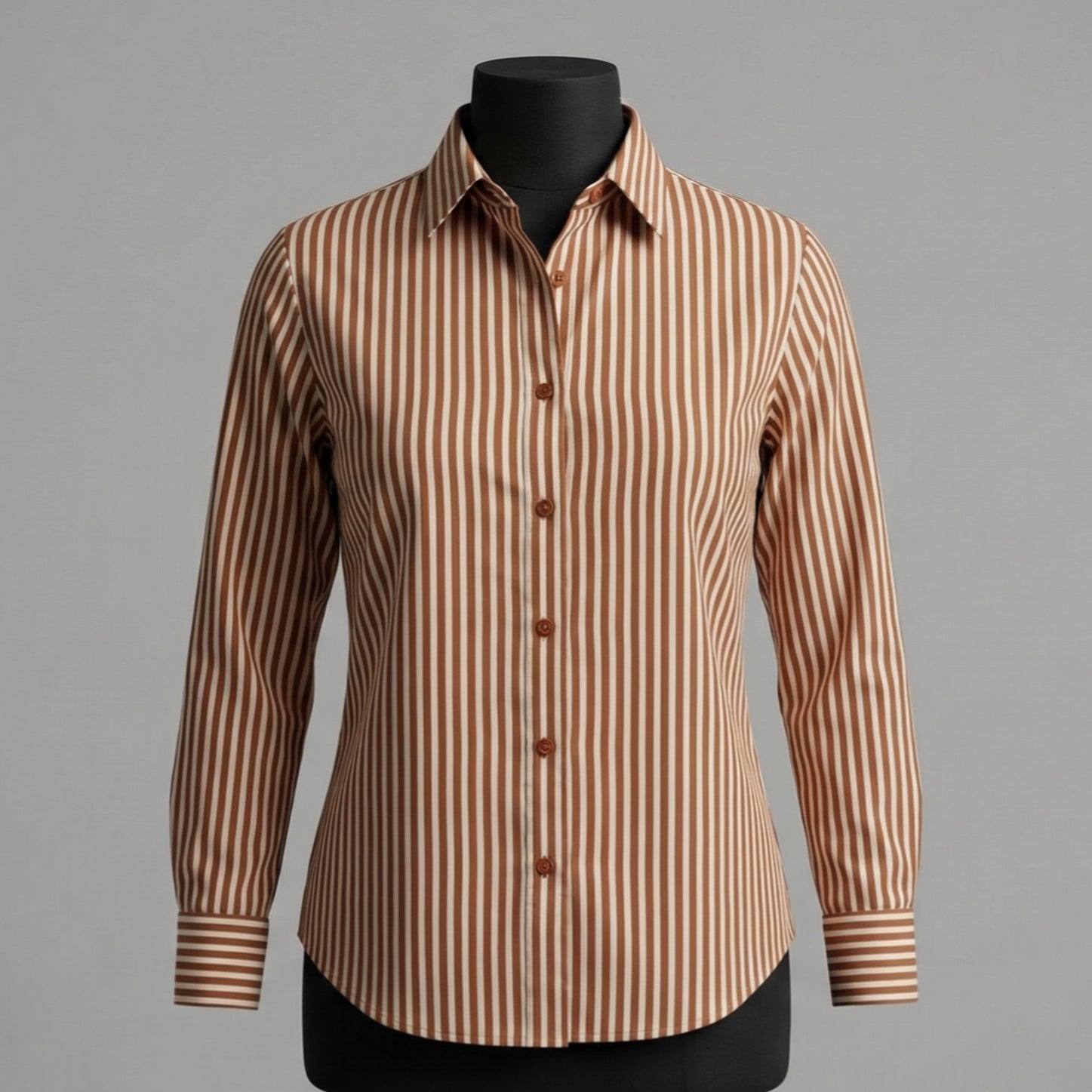 Women's shirt 31-striped organic cotton shirt with back knot in beige