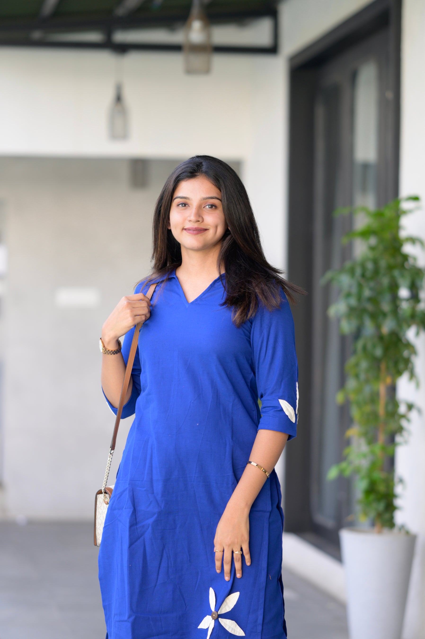 Savanna (royal blue) - Cotton flex co-ord set with appliqué work in royal blue