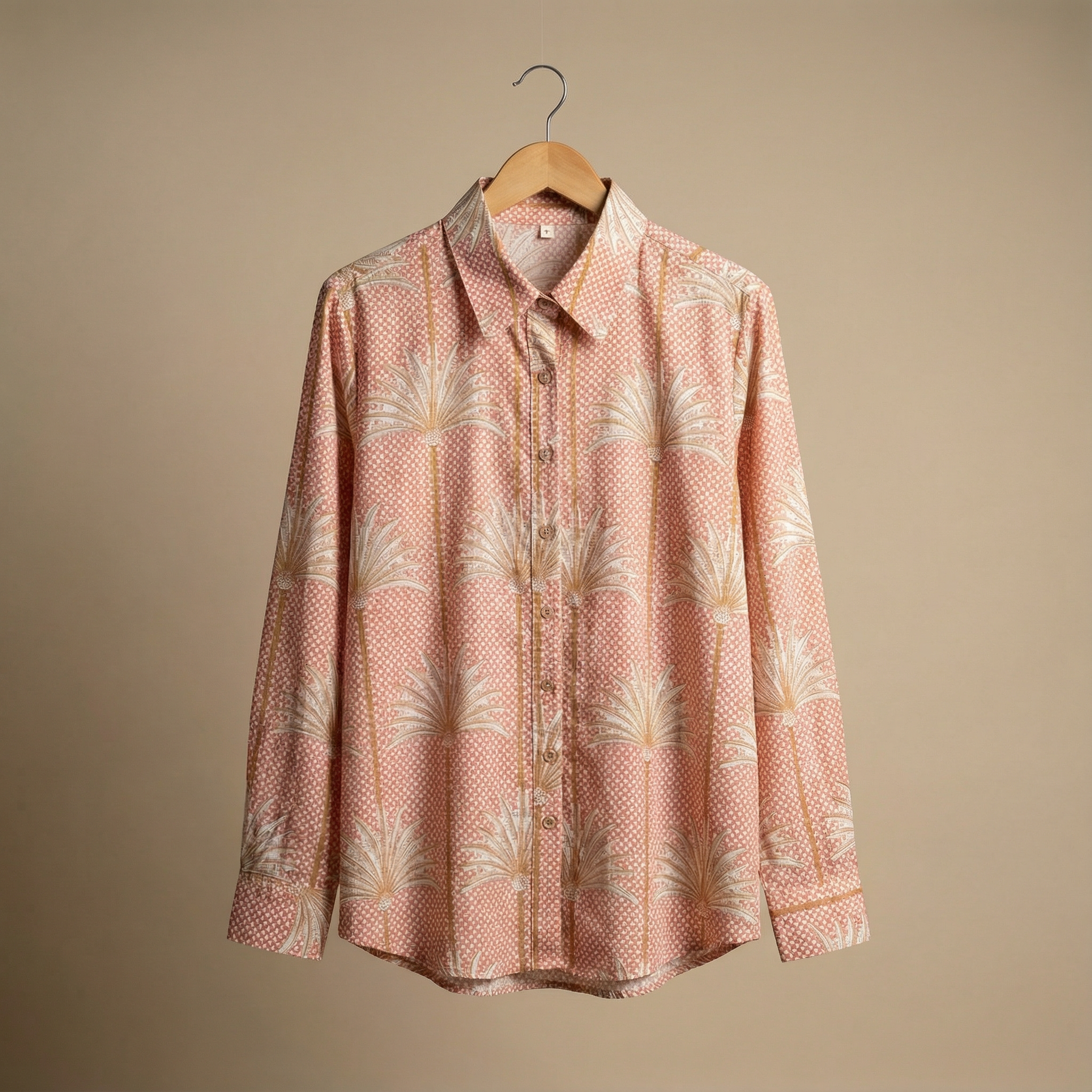 Women's shirt 4 -quirky printed travel organic cotton shirt in peach