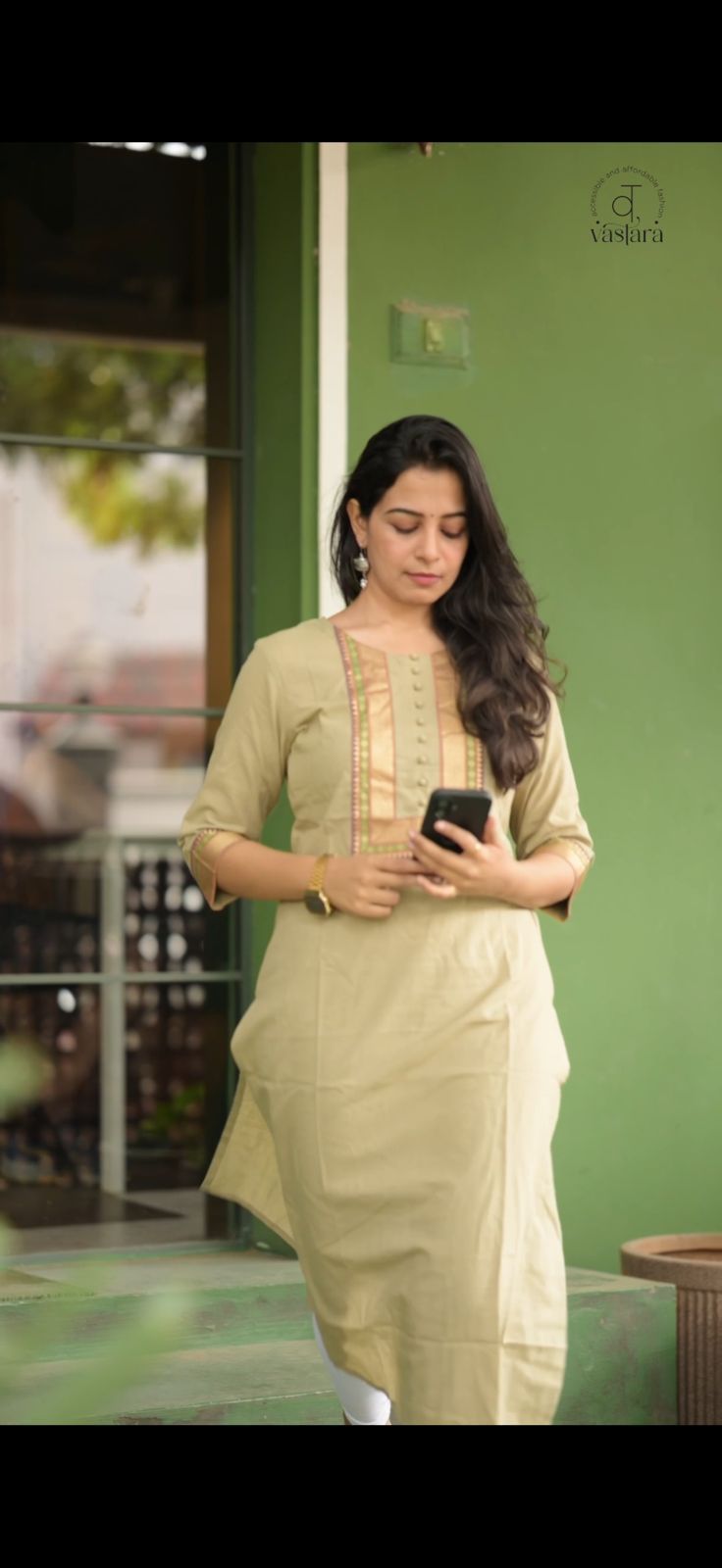 Nayanthara #10 -handloom cotton kurti in olive green