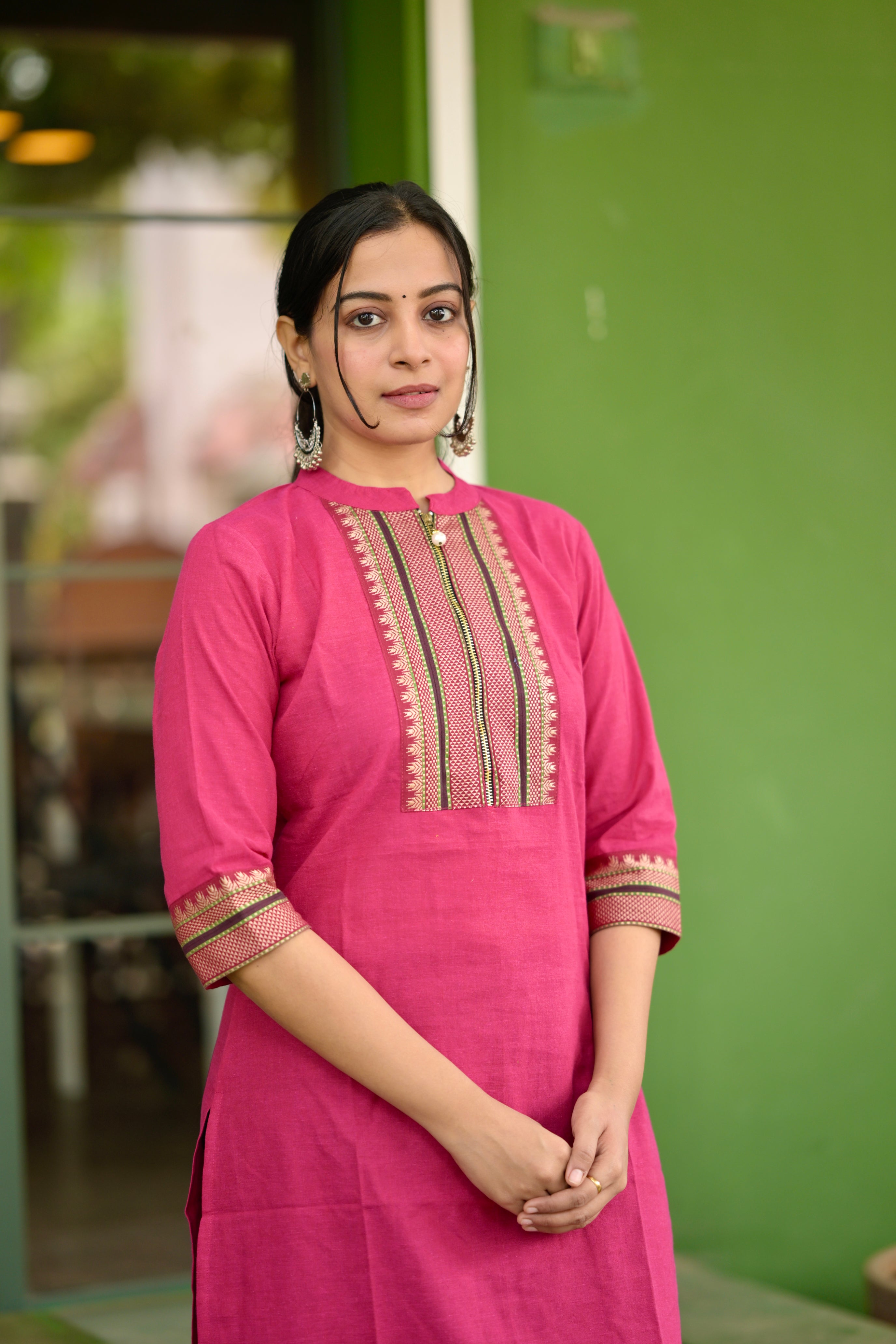 Nayanthara #9 -handloom cotton kurti in pink