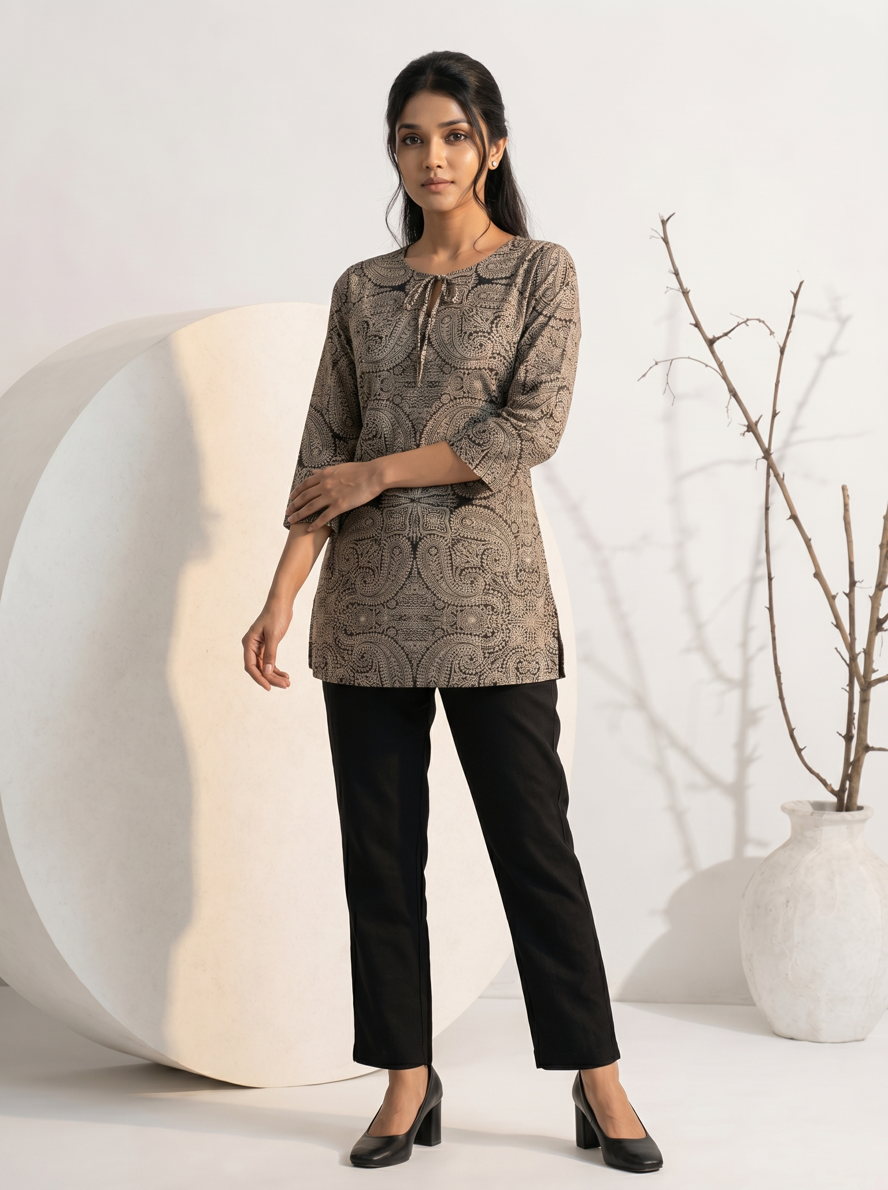 Short Kurti 34- Organic cotton short kurti in grey
